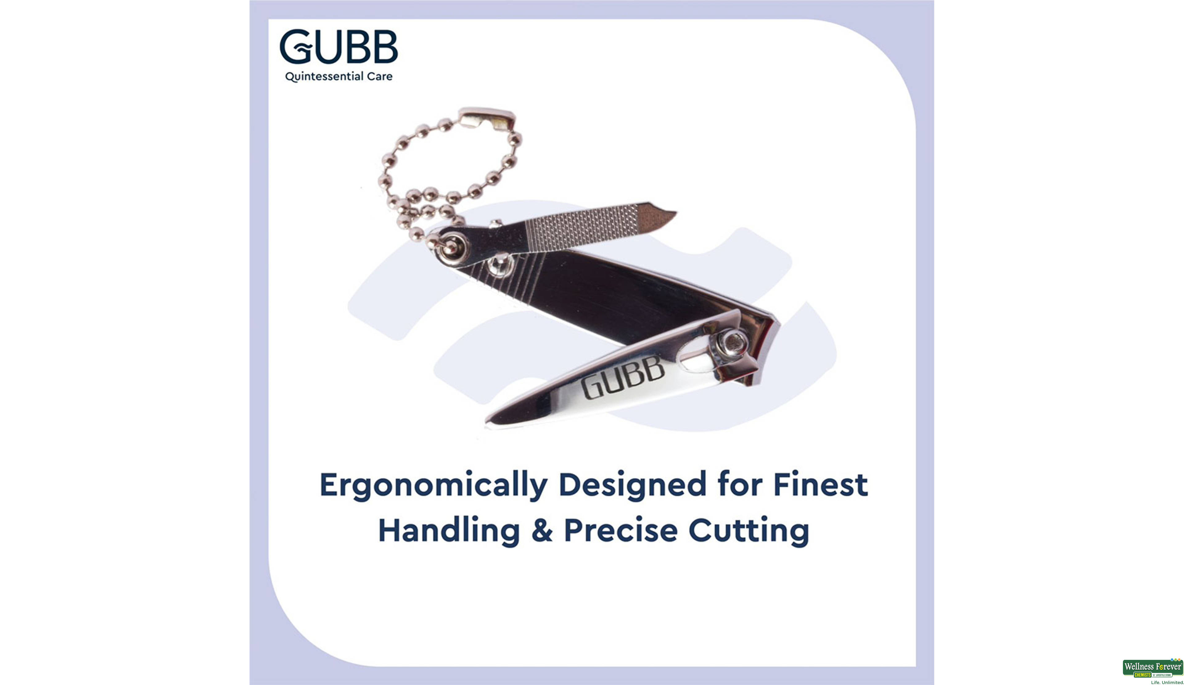 GUBB NAIL CLIPPER WITH FILE/KEYCHAIN 1PC- 4, 1PC, 