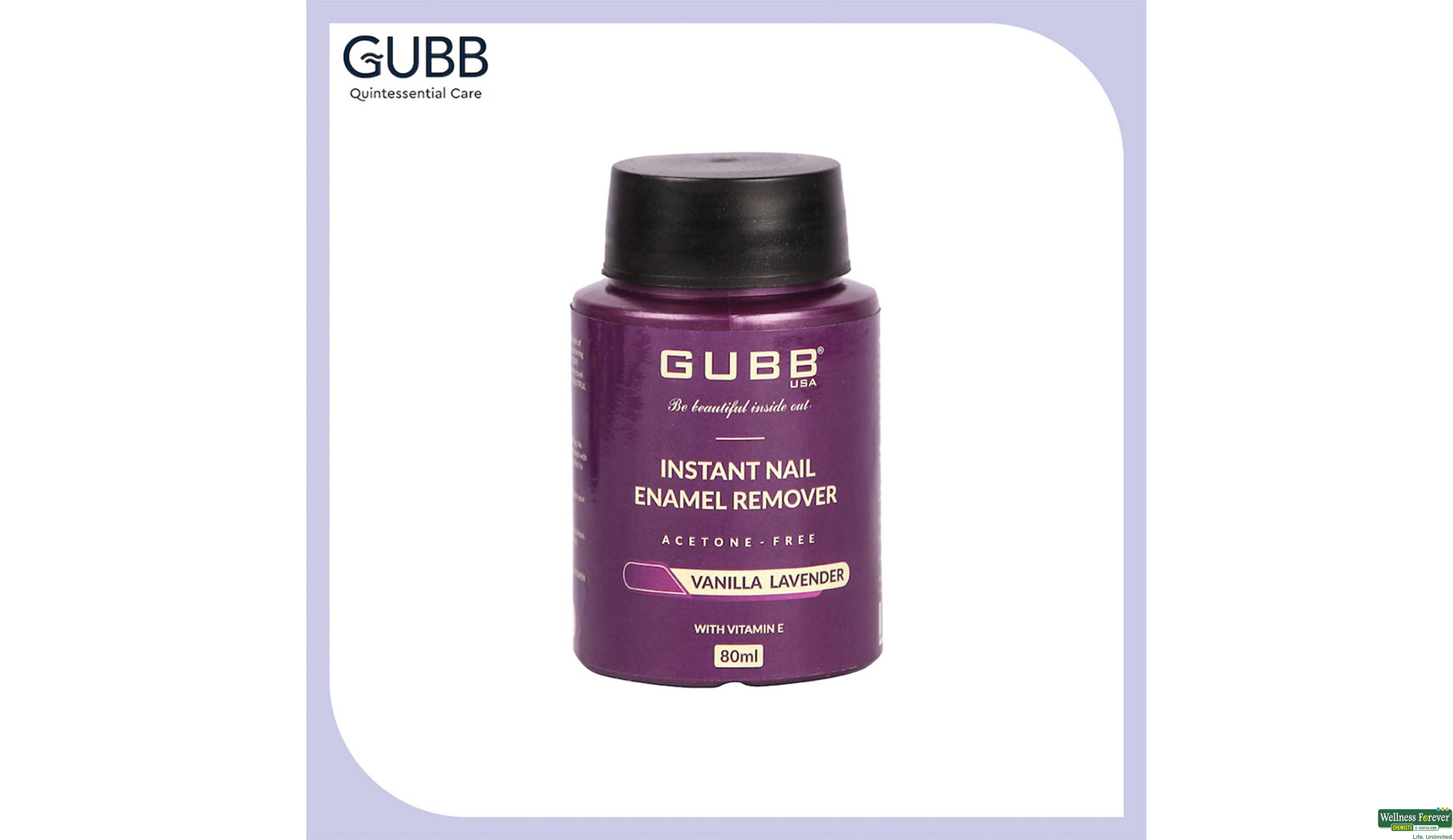 GUBB INSTANT NAIL ENAMEL REMV VAN/LAV 80ML- 2, 80ML, 