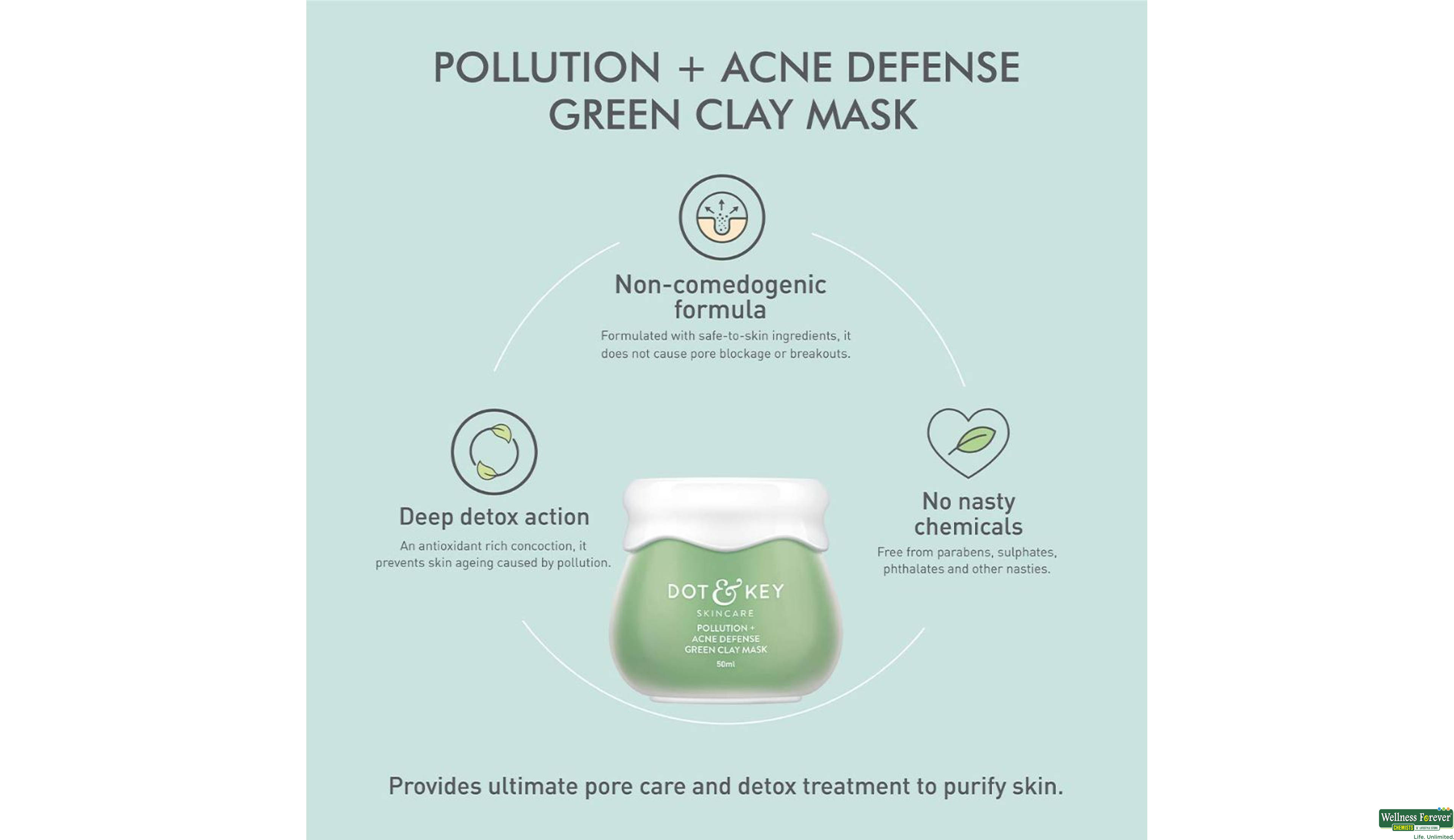 DOT & KEY POLLUTION ACNE CLAY MASK 85GM- 5, 85GM, 