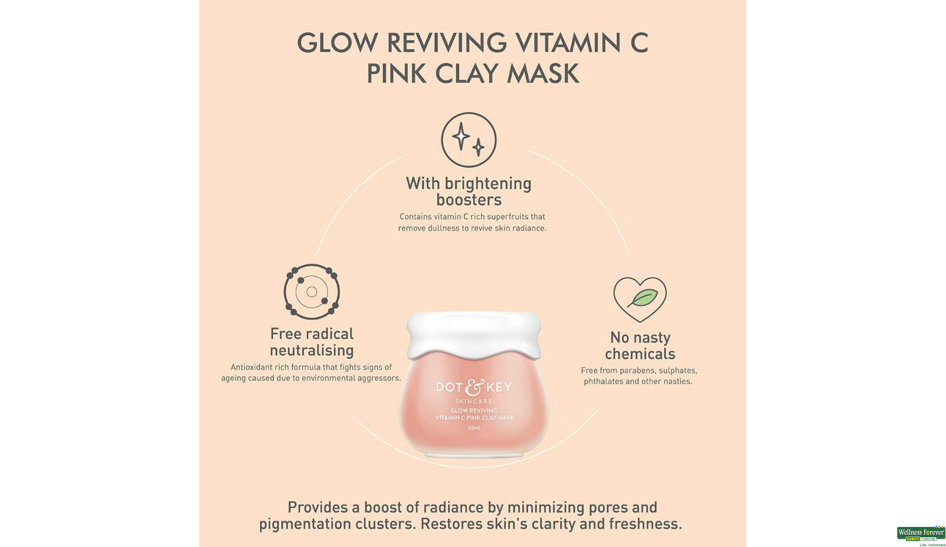 DOT & KEY GLOW VIT C PINK CLAY MASK 85GM- 5, 85GM, 