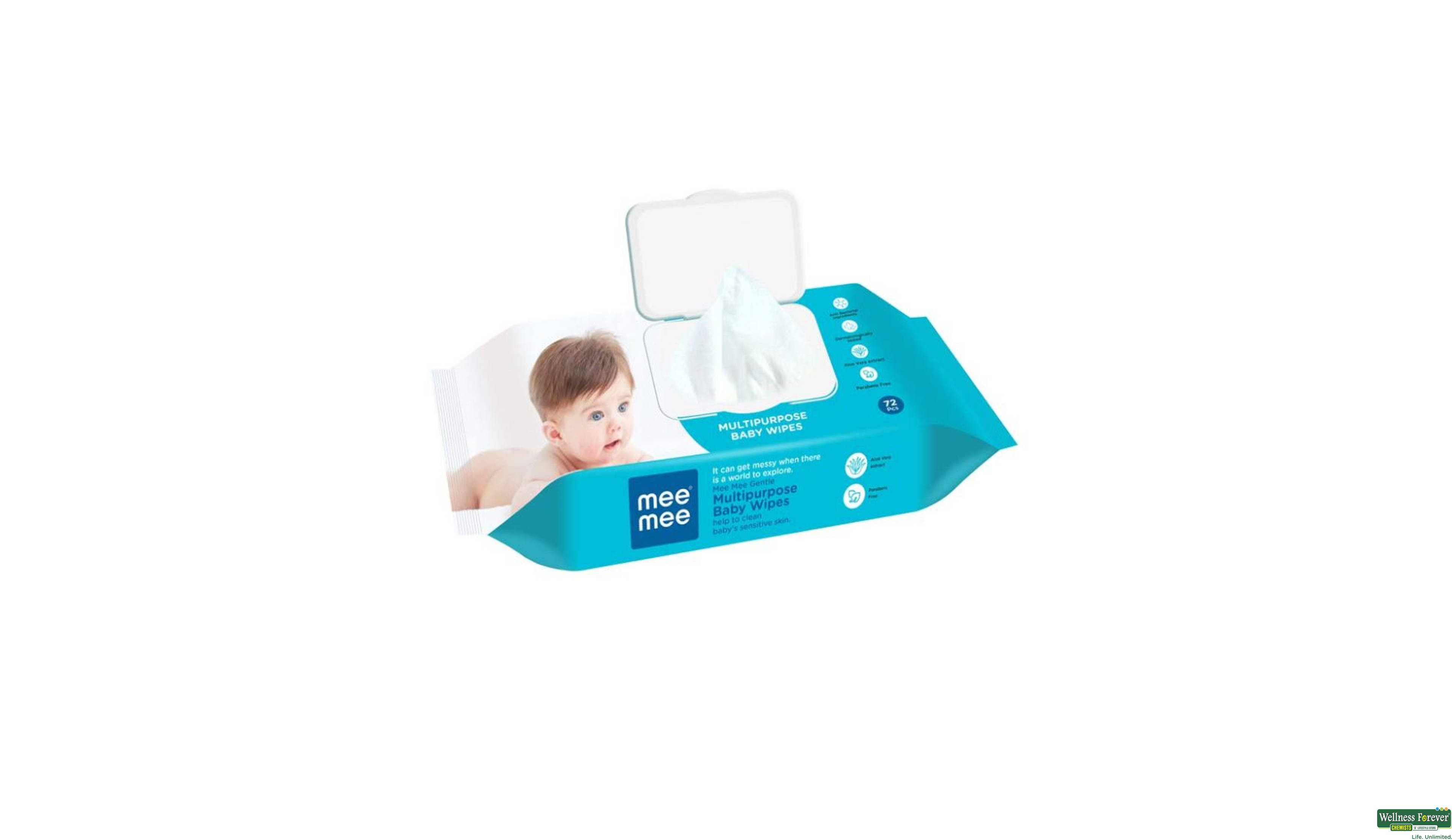 MEE MEE BBY WET WIPES LID 72PC- 1, 72PC, 