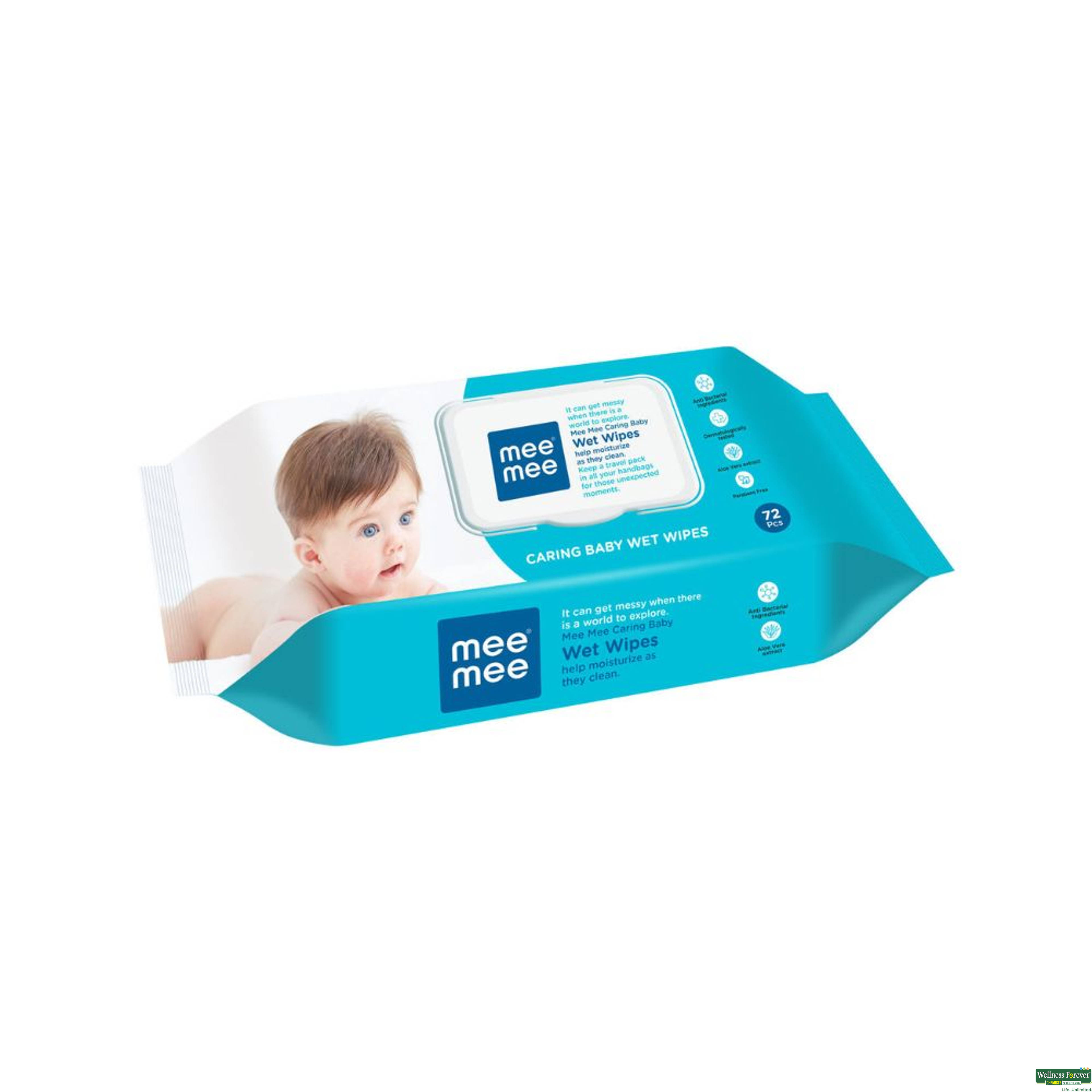 Mee Mee Caring Baby Wet Wipes With Lid, 72 Pieces-image