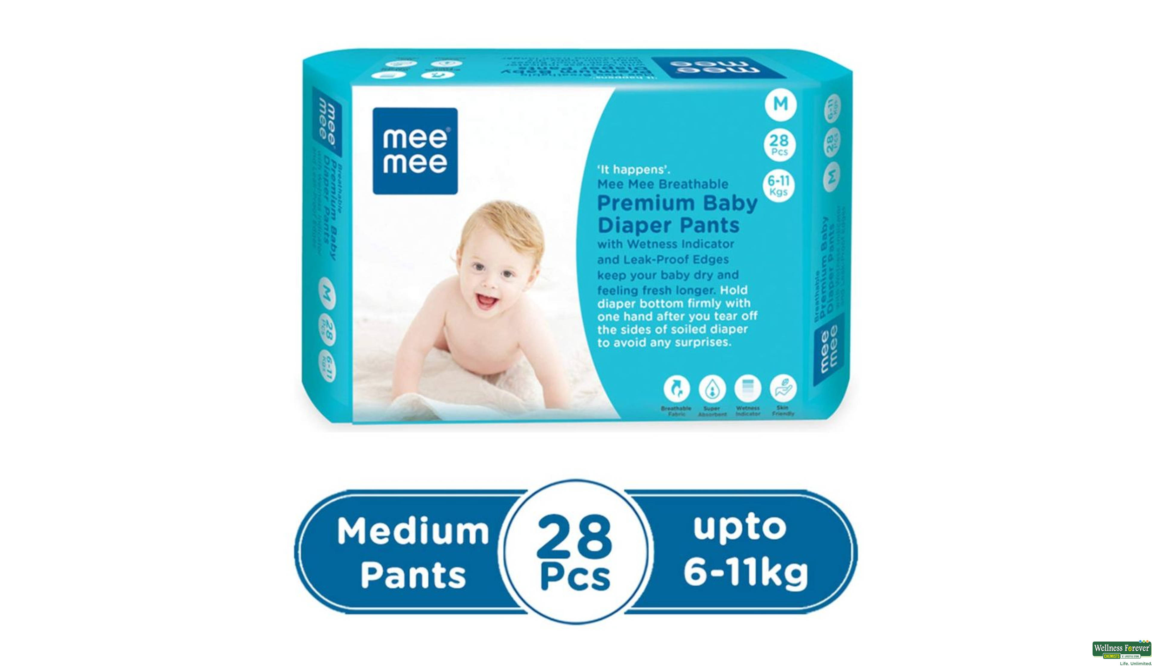 BABY DIAPERS PANT SIZE M 28PC- 1, 28PC, 