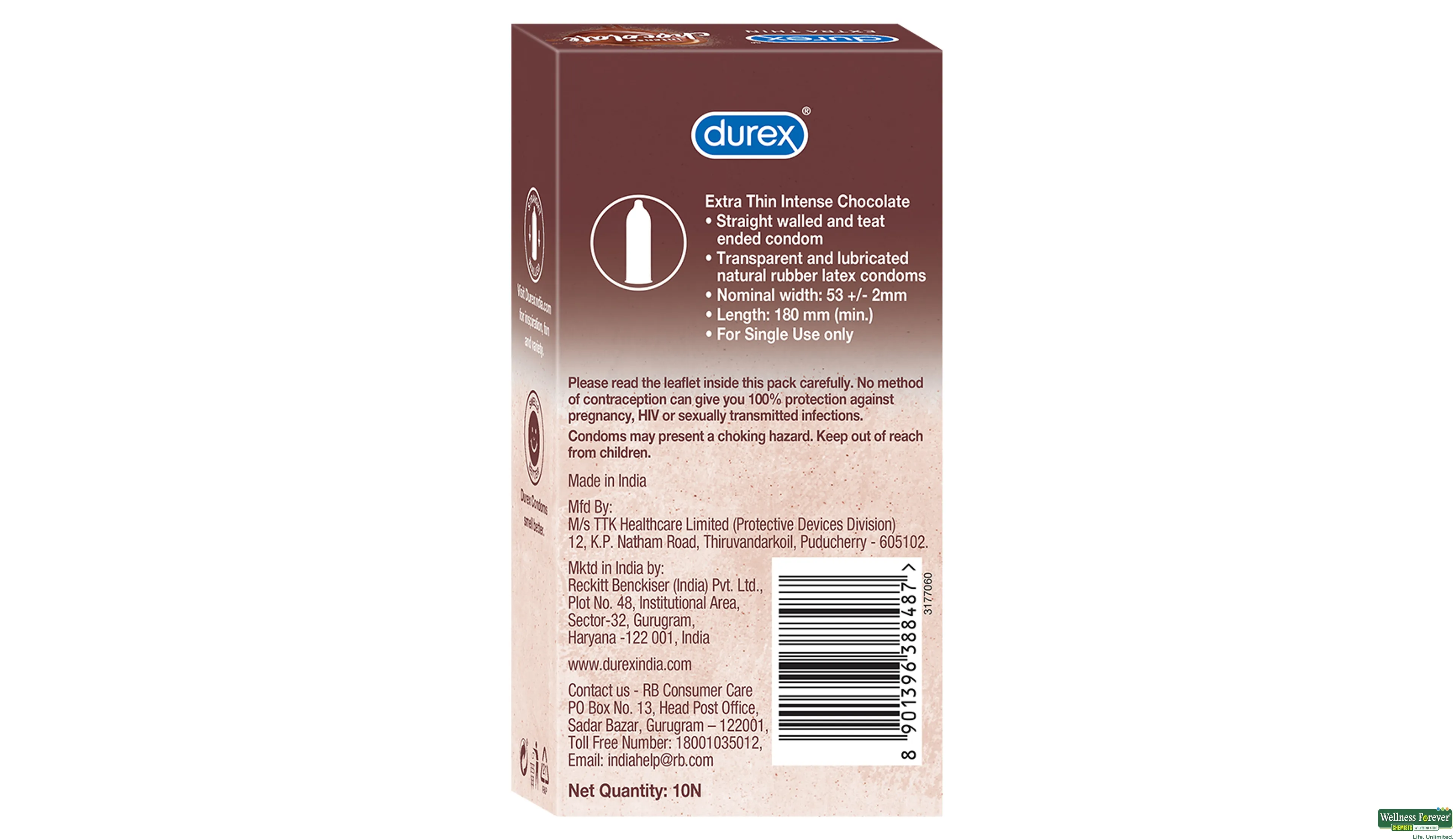 DUREX CONDOM INTENSE CHOC 10PC- 2, 10PC, 