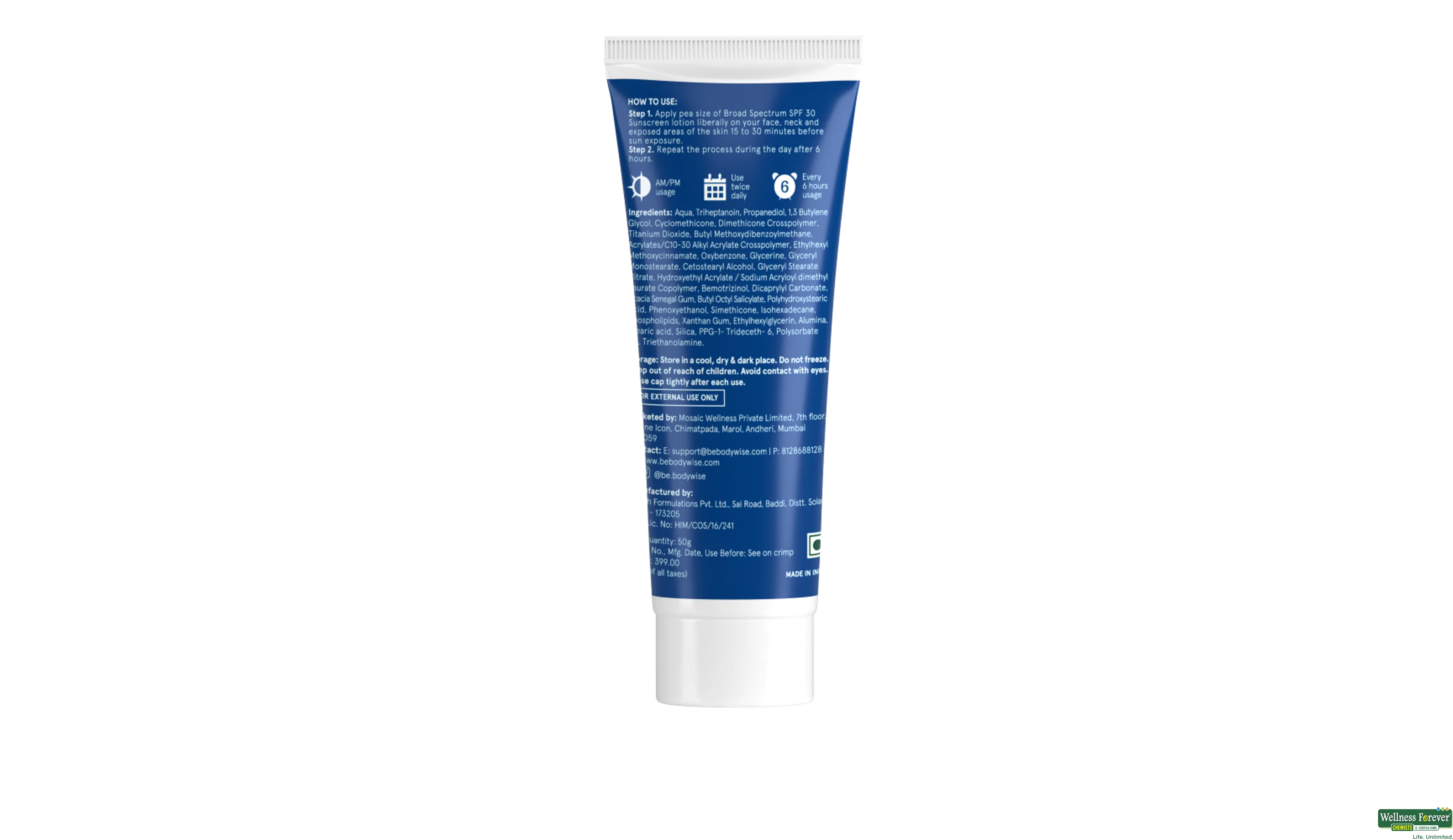 BE BODYWISE BROAD SPEC SPF30 SUNSCREEN 50GM- 4, 50GM, 