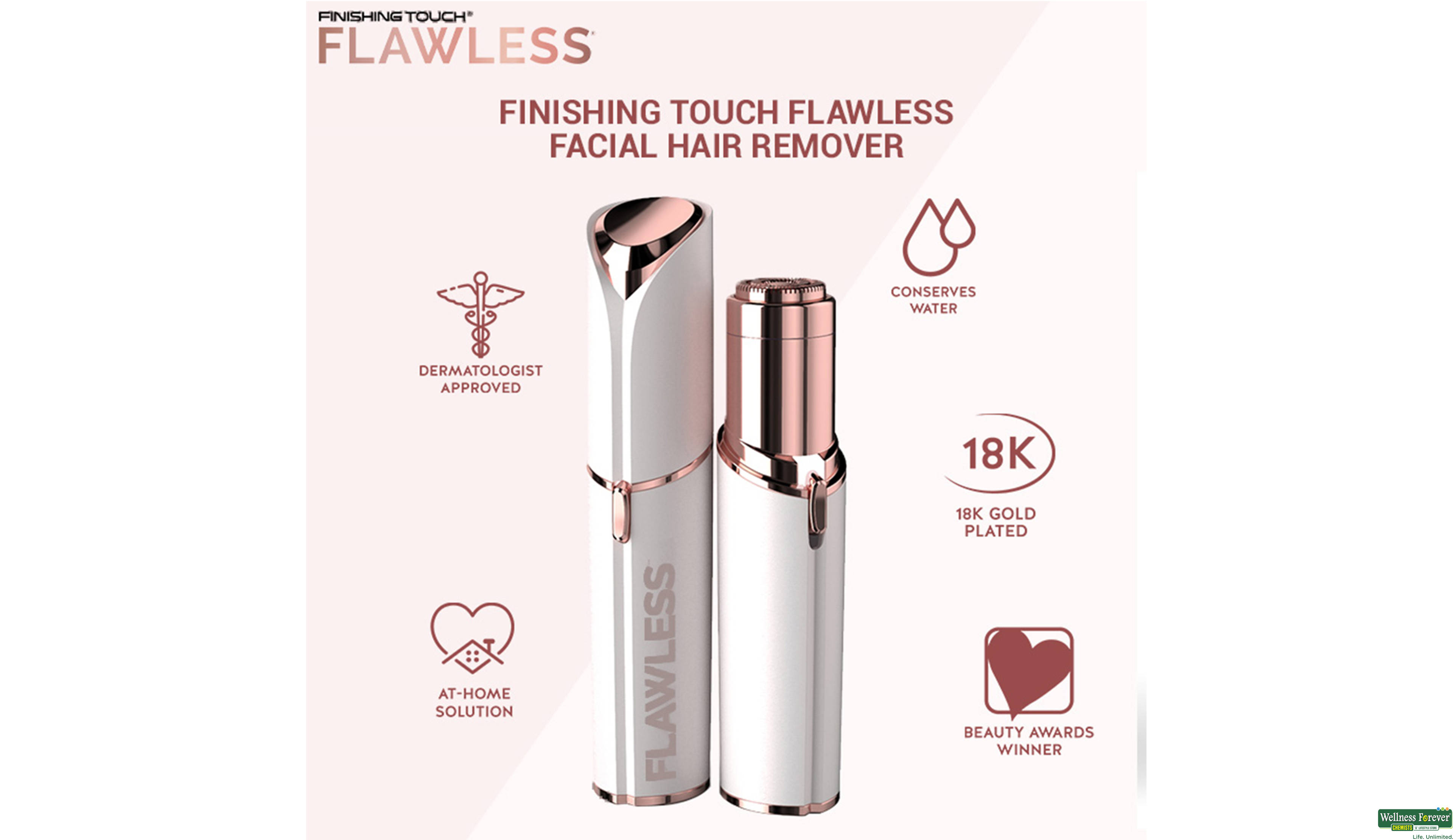 FLAWLESS FACIAL HAIR RMOVER WHITE 1PC- 2, 1PC, 