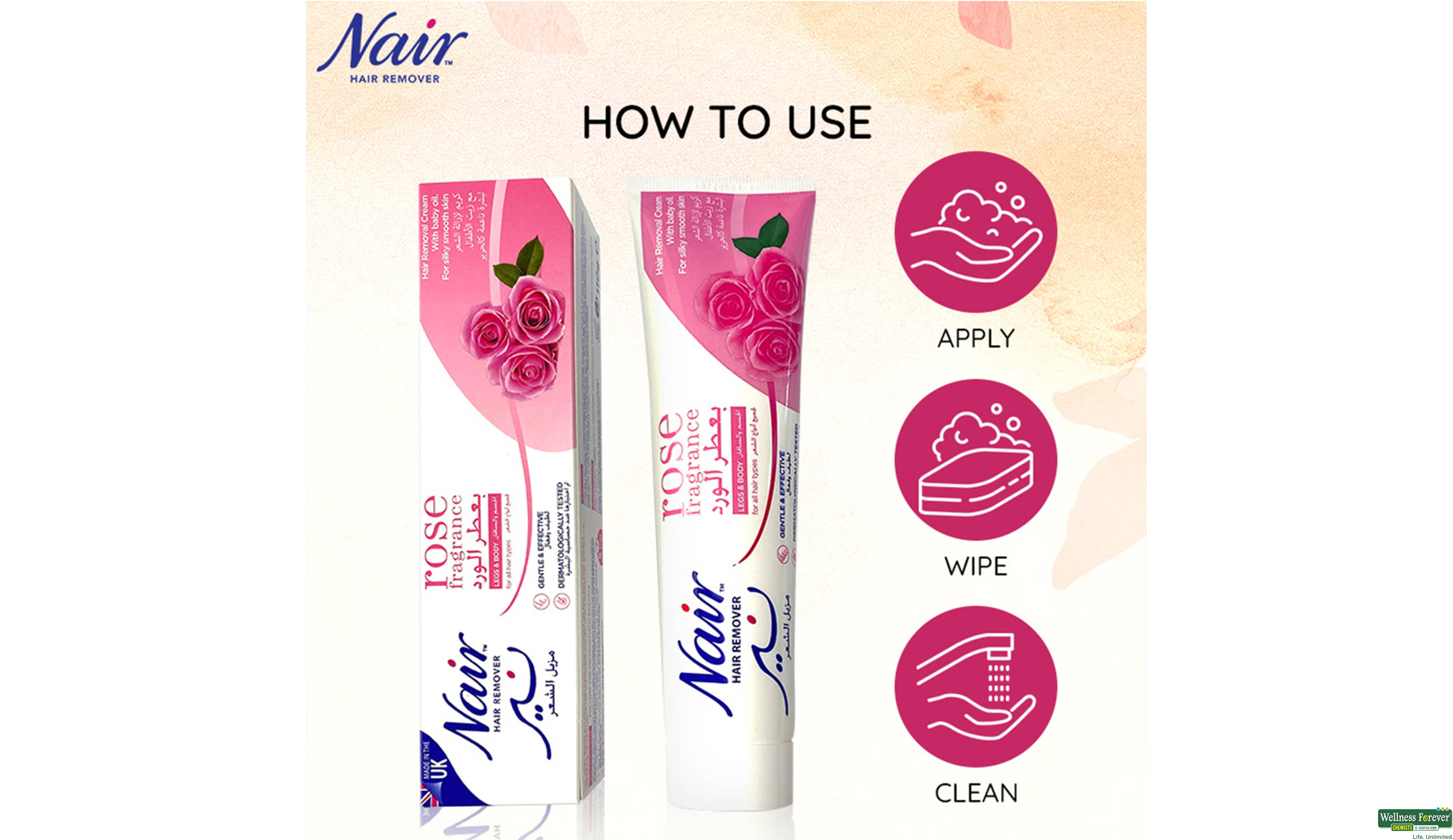 NAIR HAIR REMOVER CREAM ROSE FRAGRANCE 110GM- 6, 110GM, 
