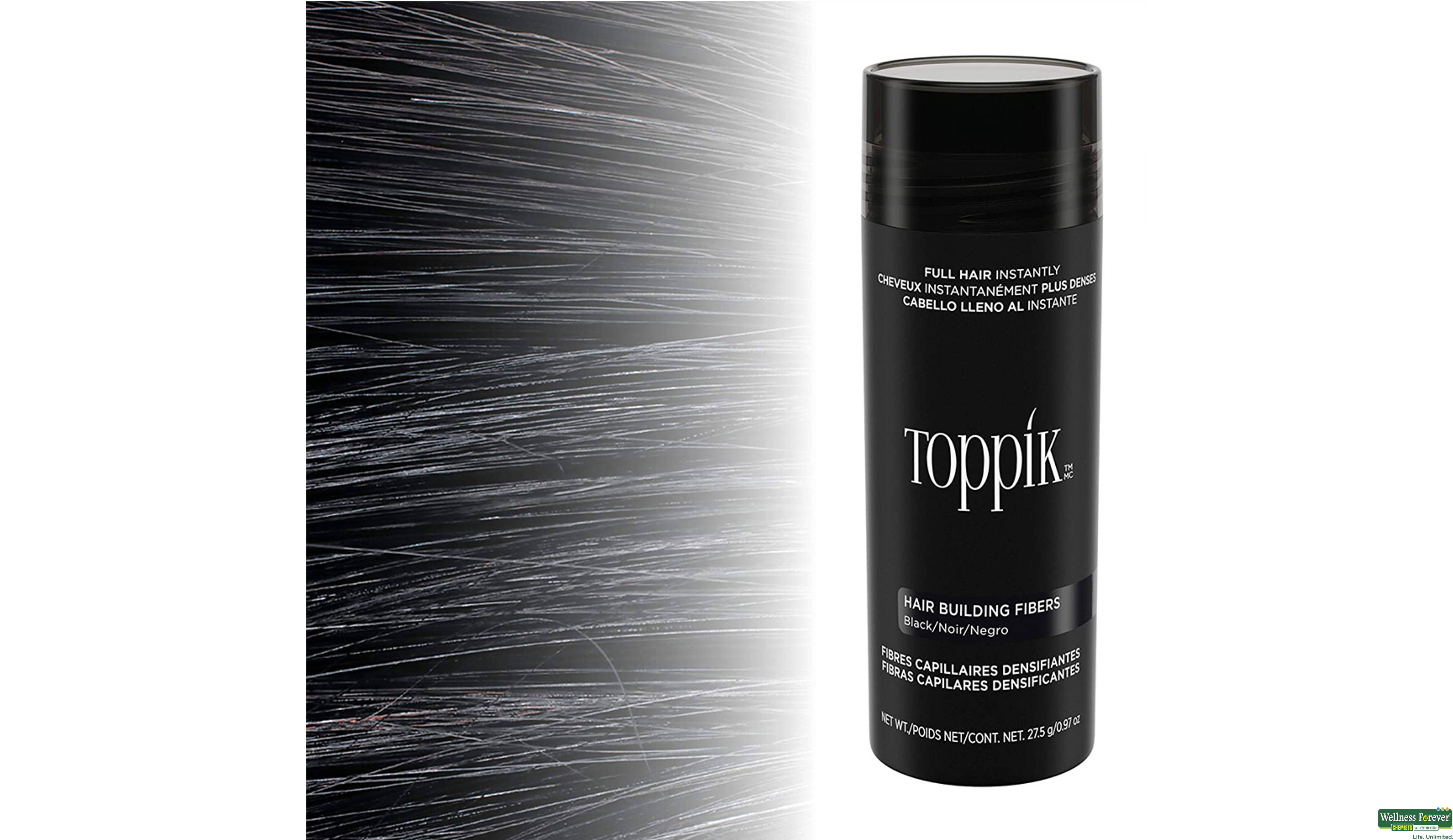 TOPPIK HAIR BUILDING FIBERS BLACK 12GM- 4, 12GM, null