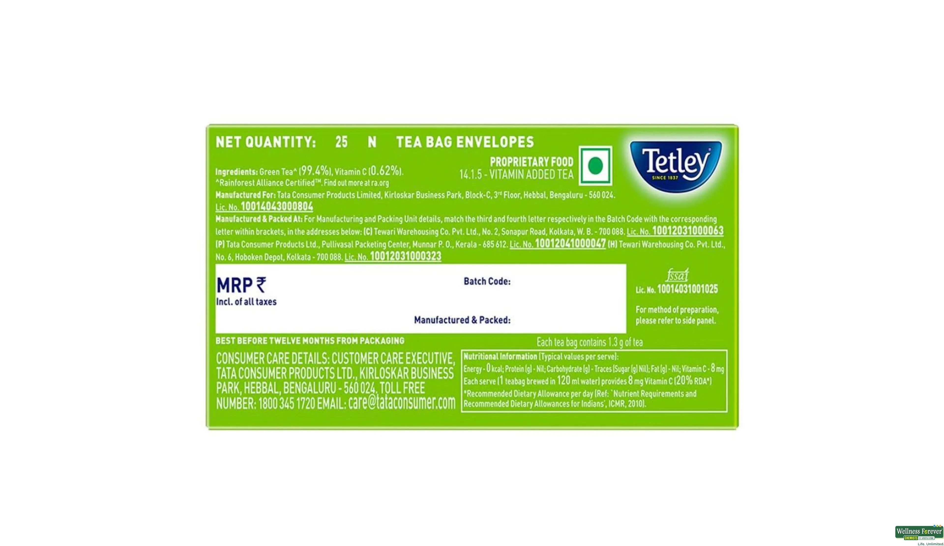 Buy Tetley Green Tea Immune with Added Vitamin C, 25 bags Online at Best  Prices