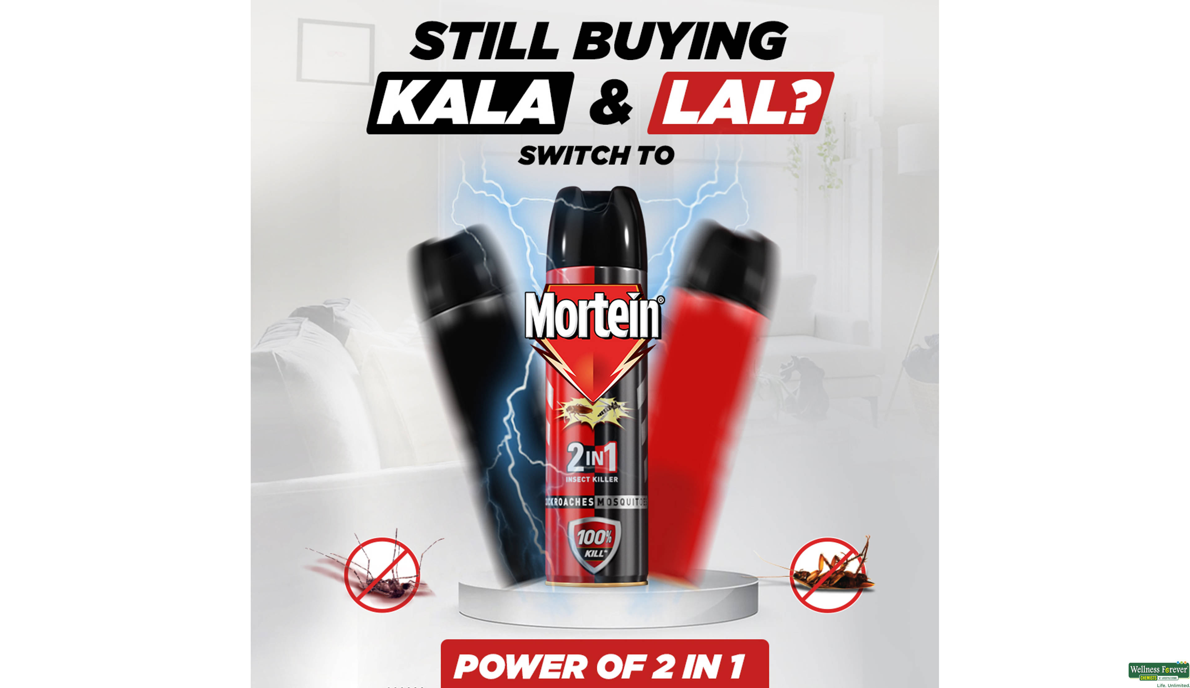 MORTEIN 2 IN 1 INSECT KILLER SPRAY 200ML- 6, 200ML, 
