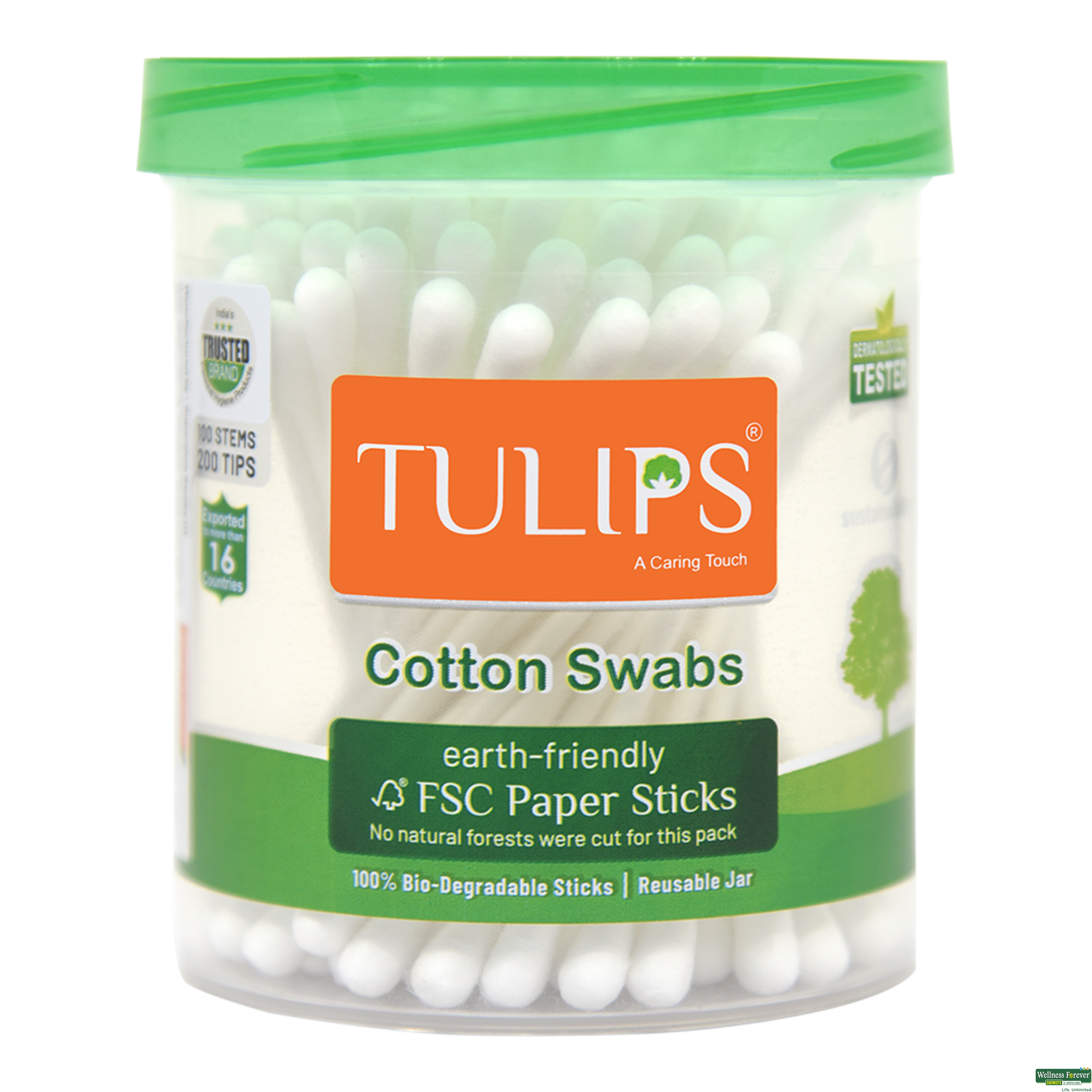 Tulips Eco Friendly Cotton Ear Buds, 100 pc-image