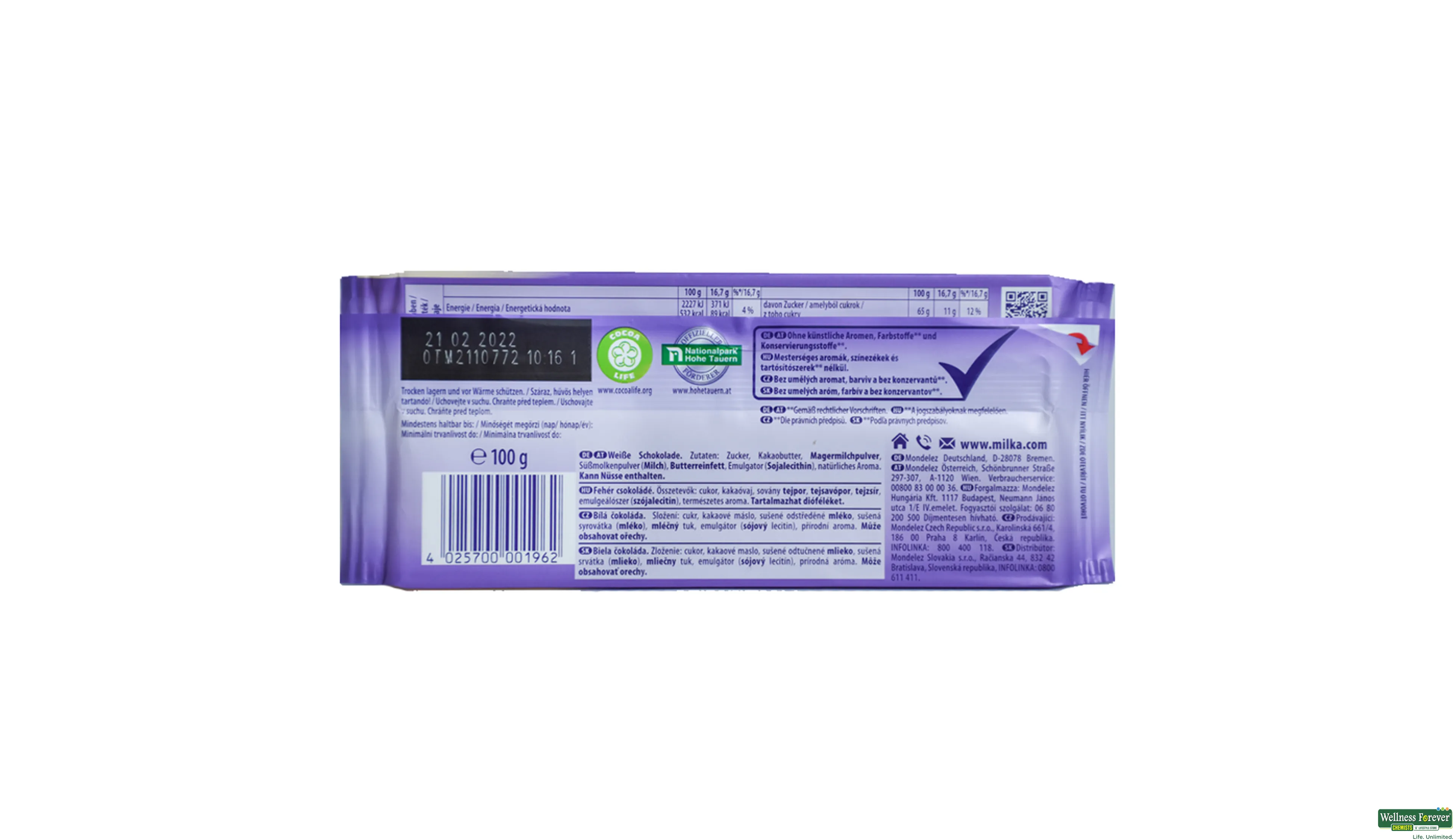 Milka Chocolate Bar Alpine Milk 100g