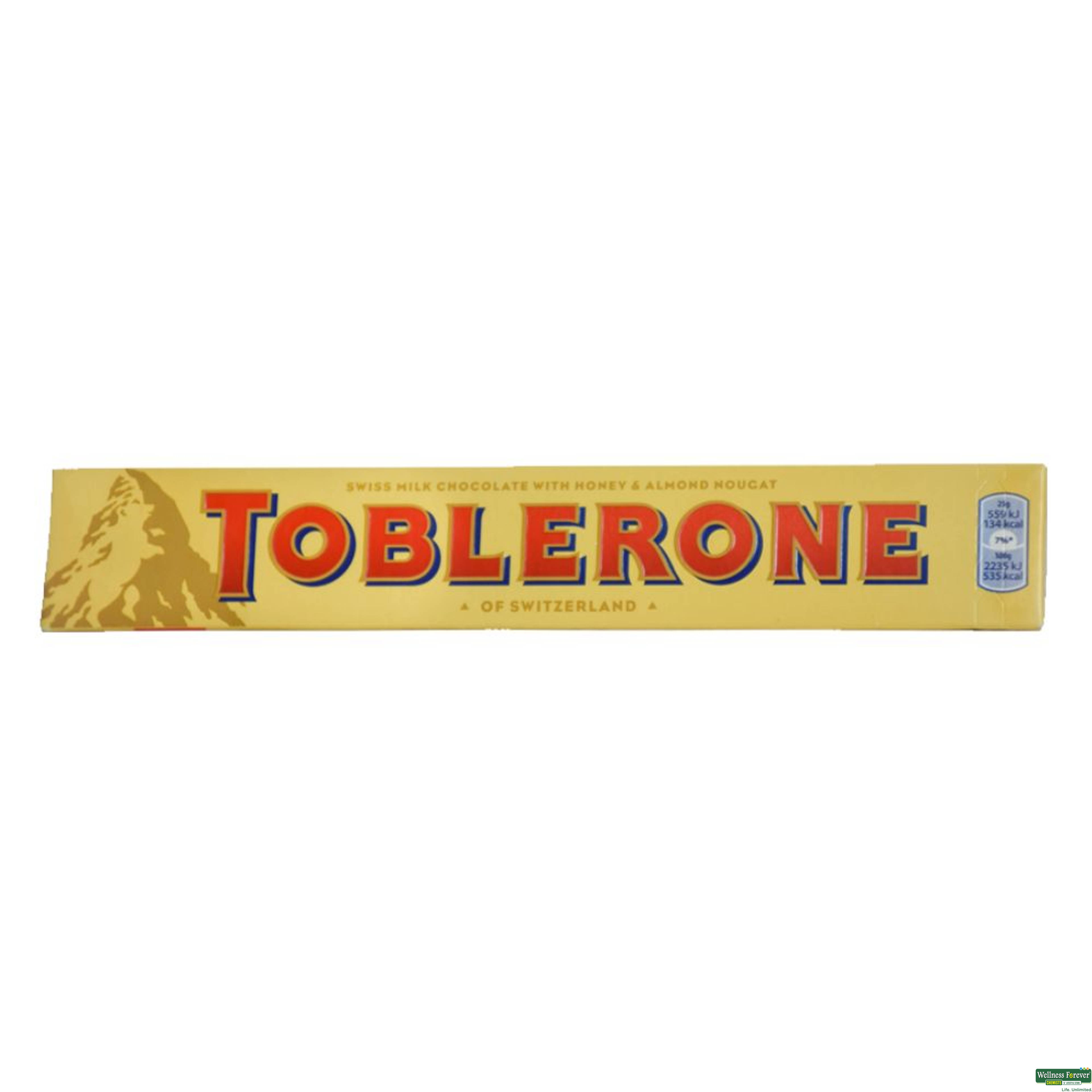 Toblerone Swiss Milk Chocolate with Honey & Almond Nougat, 100 g-image