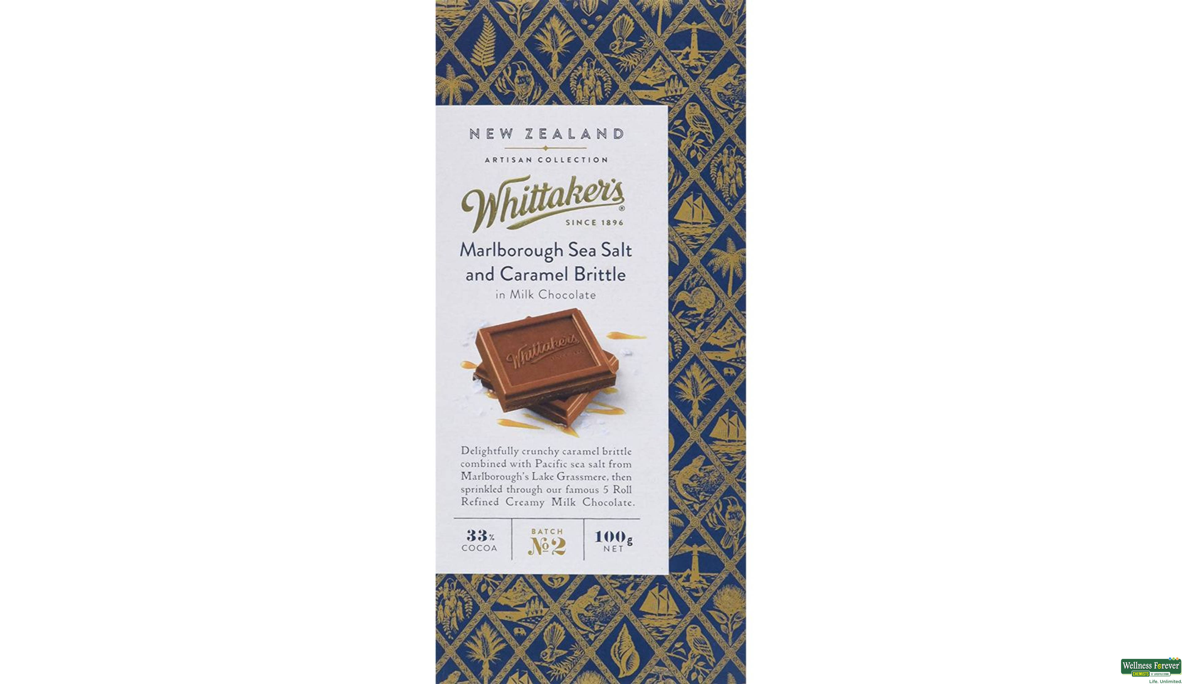 WHITTAKERS CHOCMARLB SEASALT CARAMEL 100GM- 1, 100GM, null