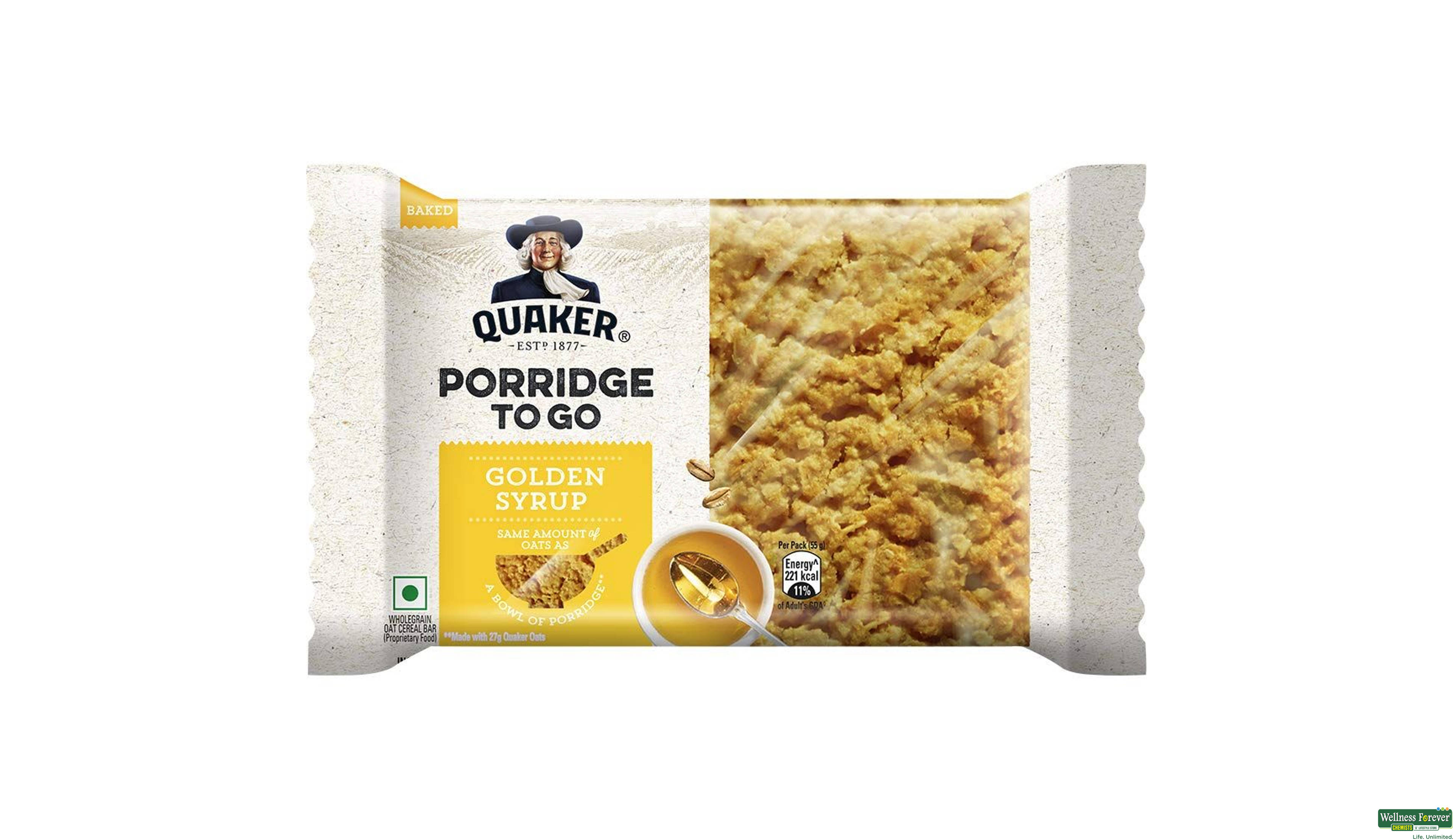 QUAKER PORRIDGE TO GO GOLDEN SYRUP 55GM- 1, 55GM, null