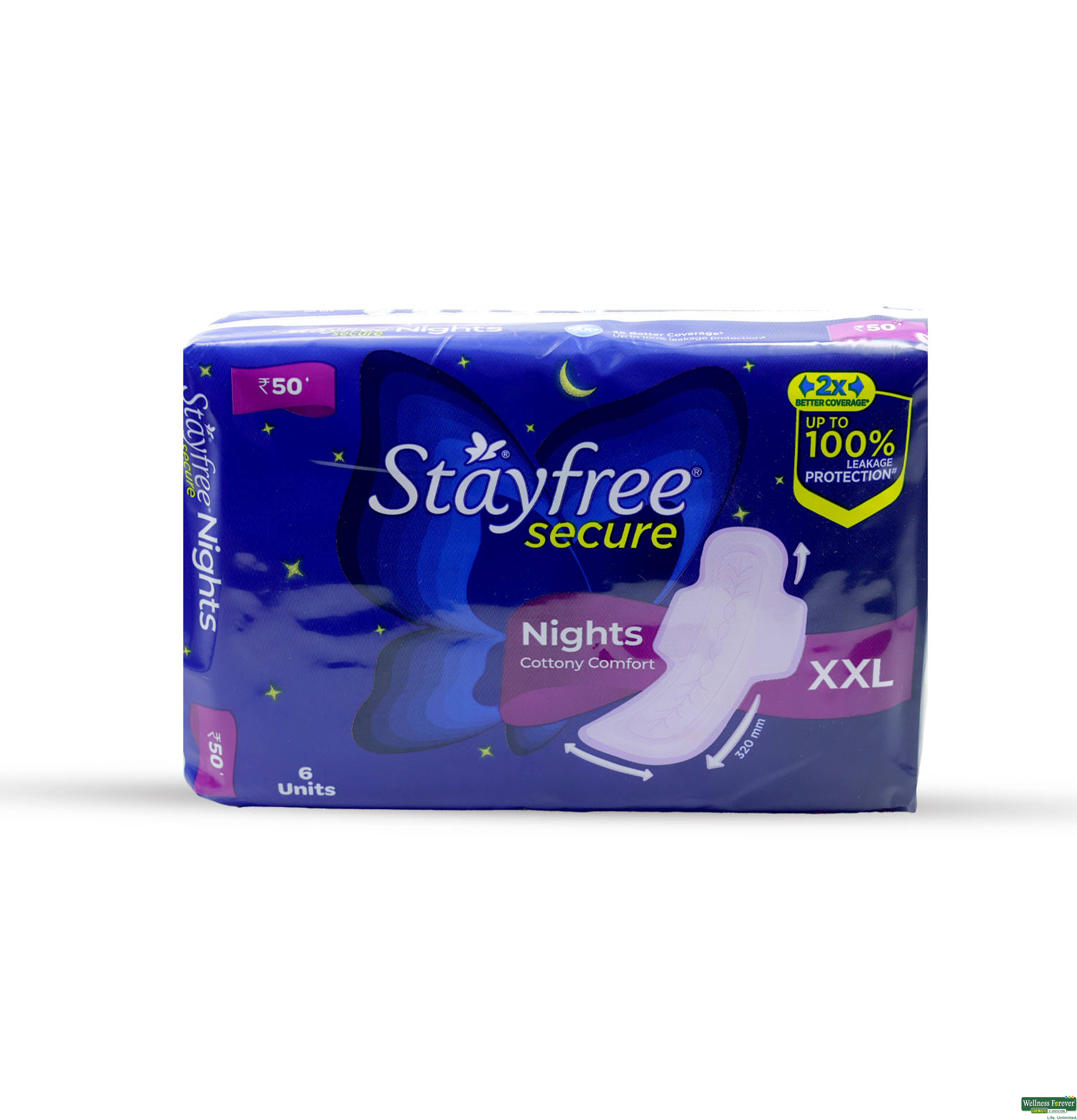 Stayfree Secure Nights Cottony Soft Comfort Sanitary Napkin 6 Pieces-image