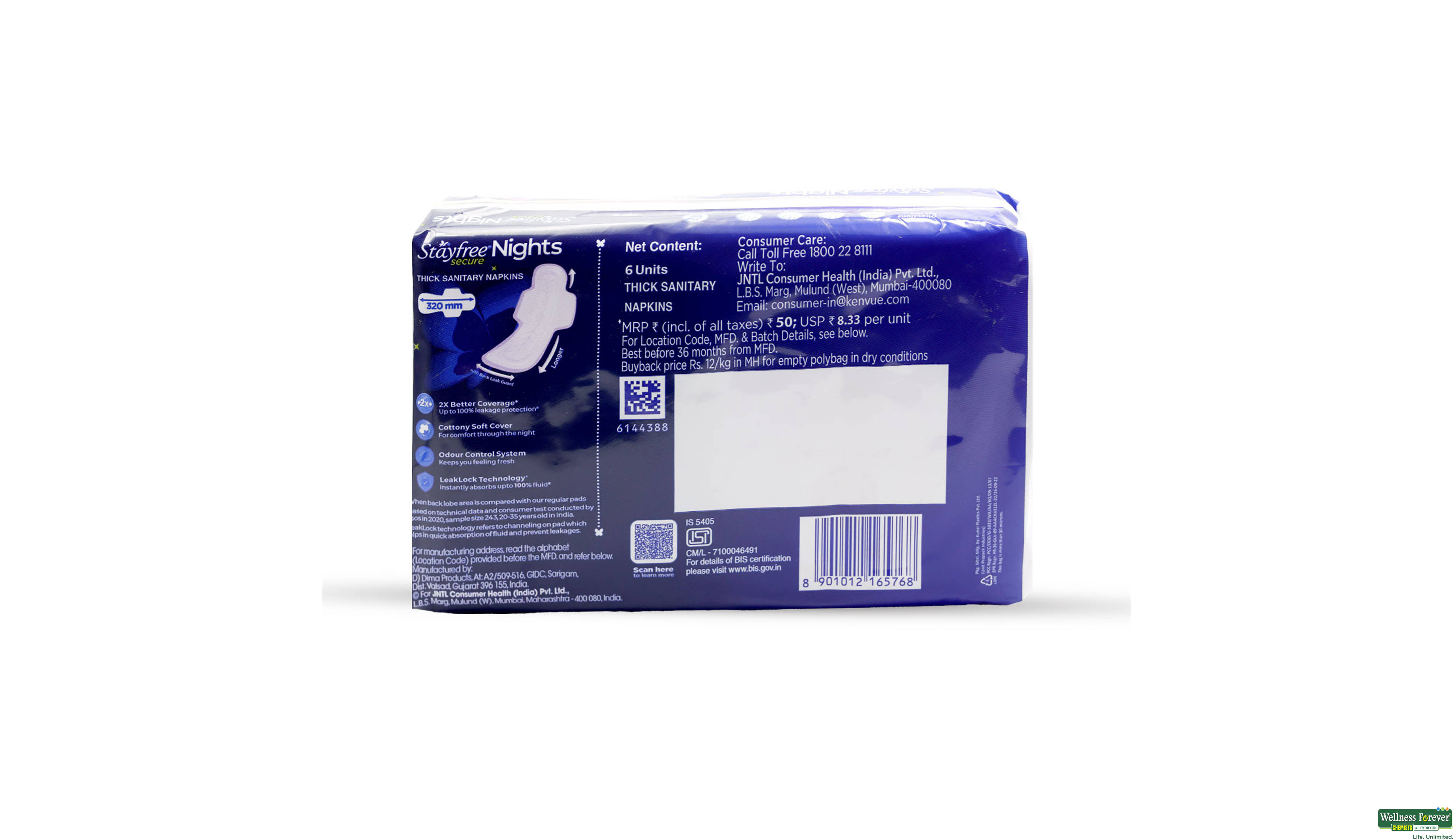 STAYFREE SA/PAD SCURE N/COTT SOFT CMFRT 6PC- 2, 6PC, 