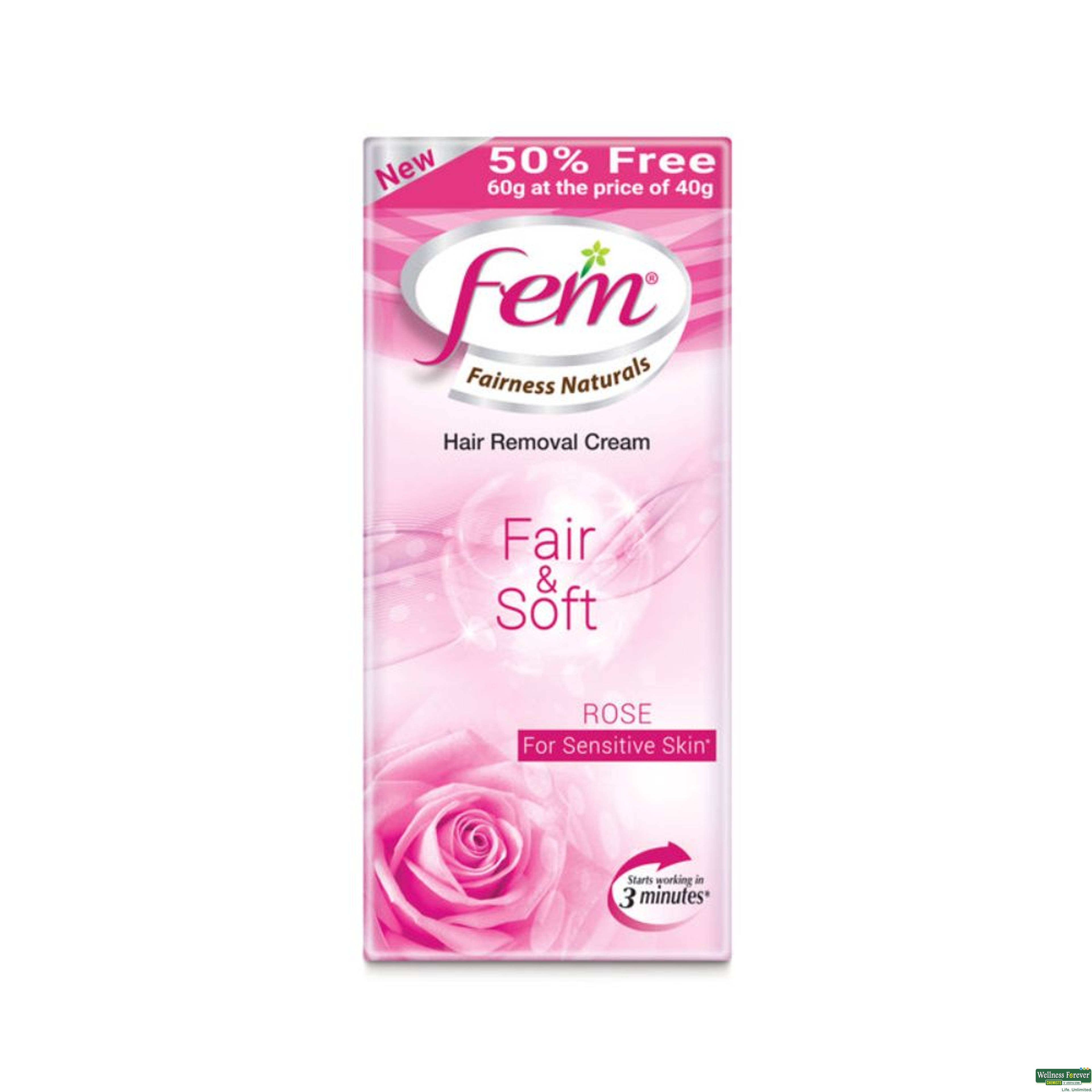 Fem Fairness Naturals Fair & Soft Hair Removal Cream Rose, 60 g-image