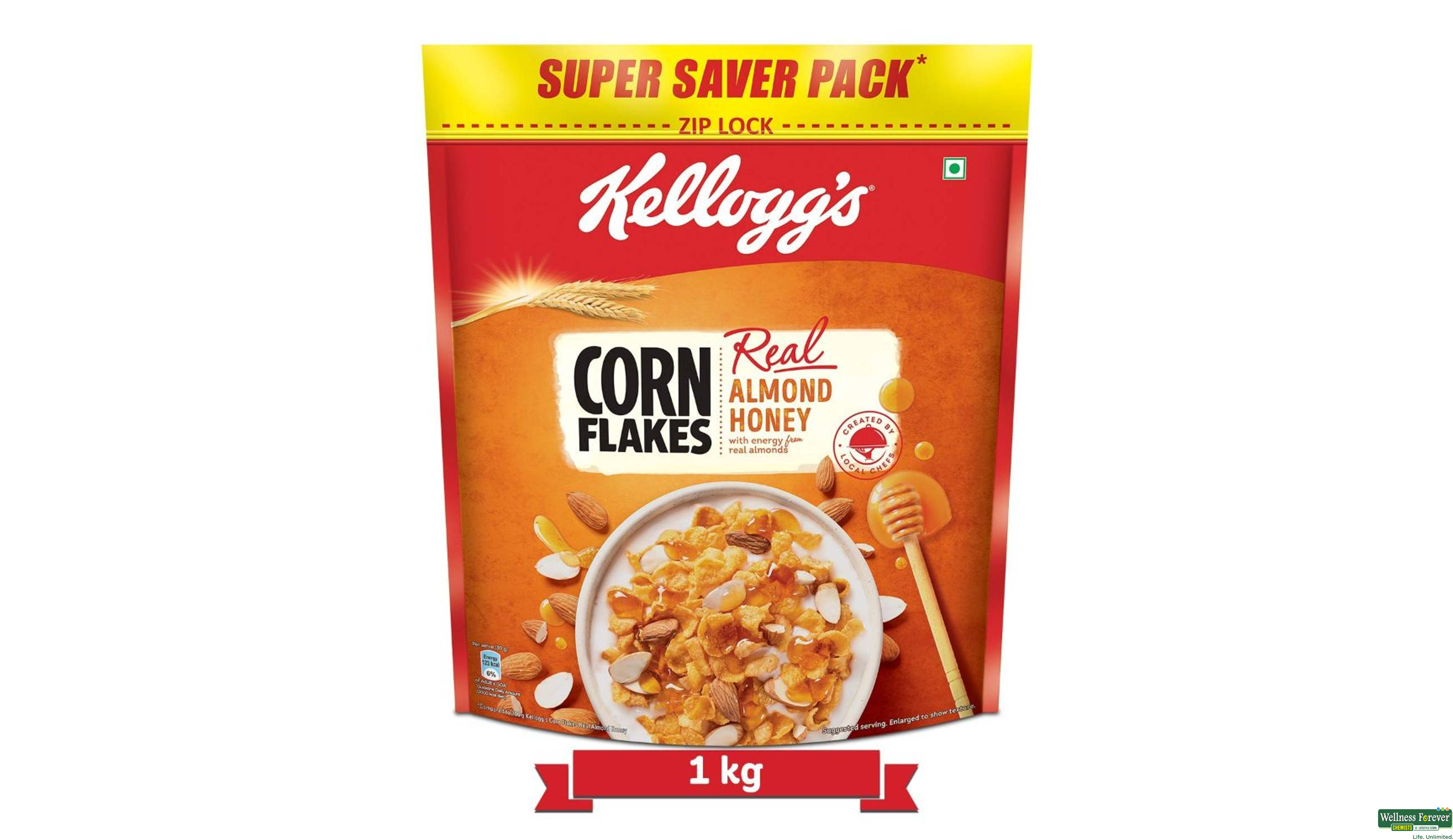 KELLOGGS CORN FLAKES ALMOND HONEY 1KG- 1, 1KG, 