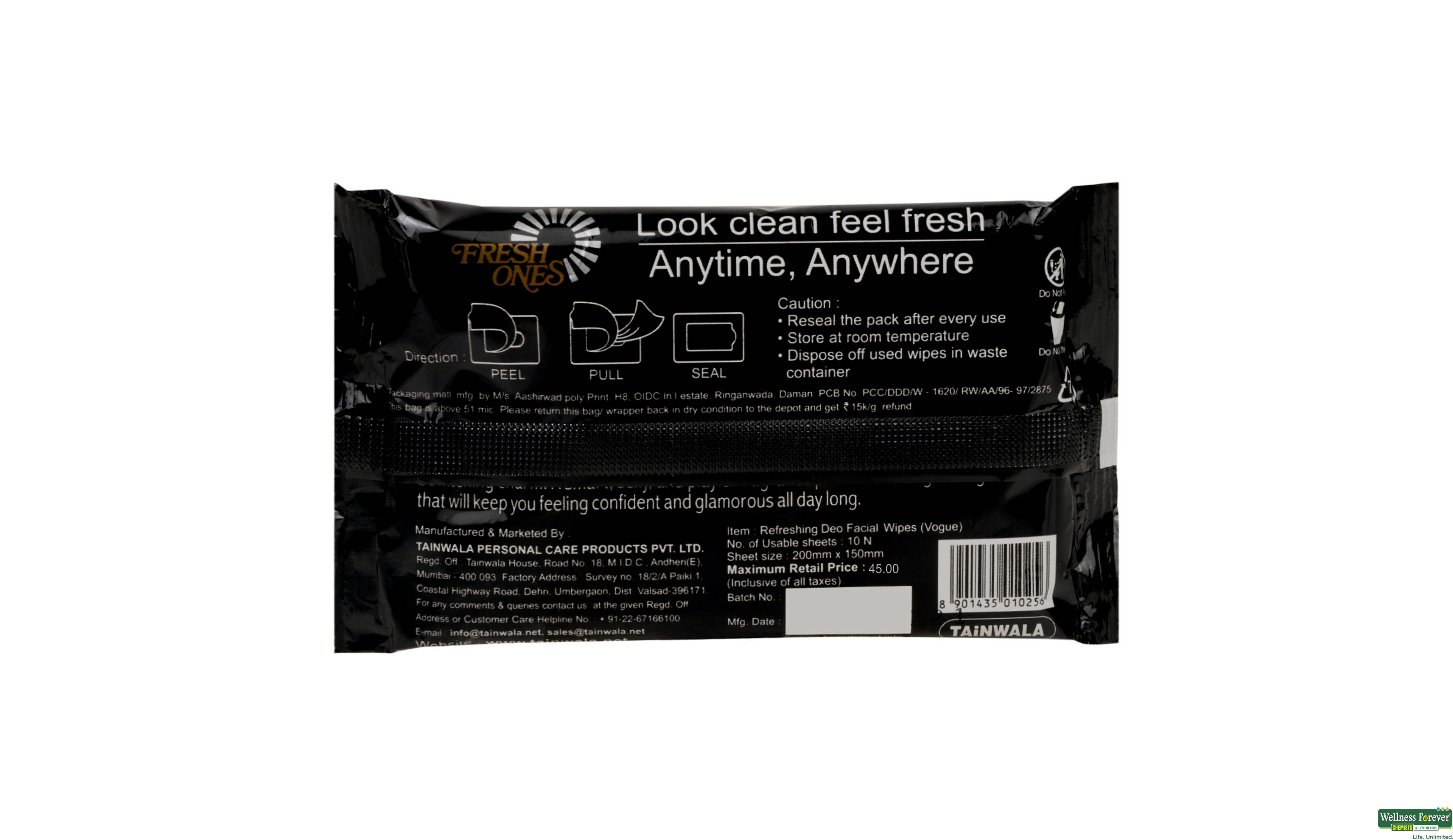 FRESH ONES VOGUE FACIAL WIPES 10PC- 5, 10PC, 
