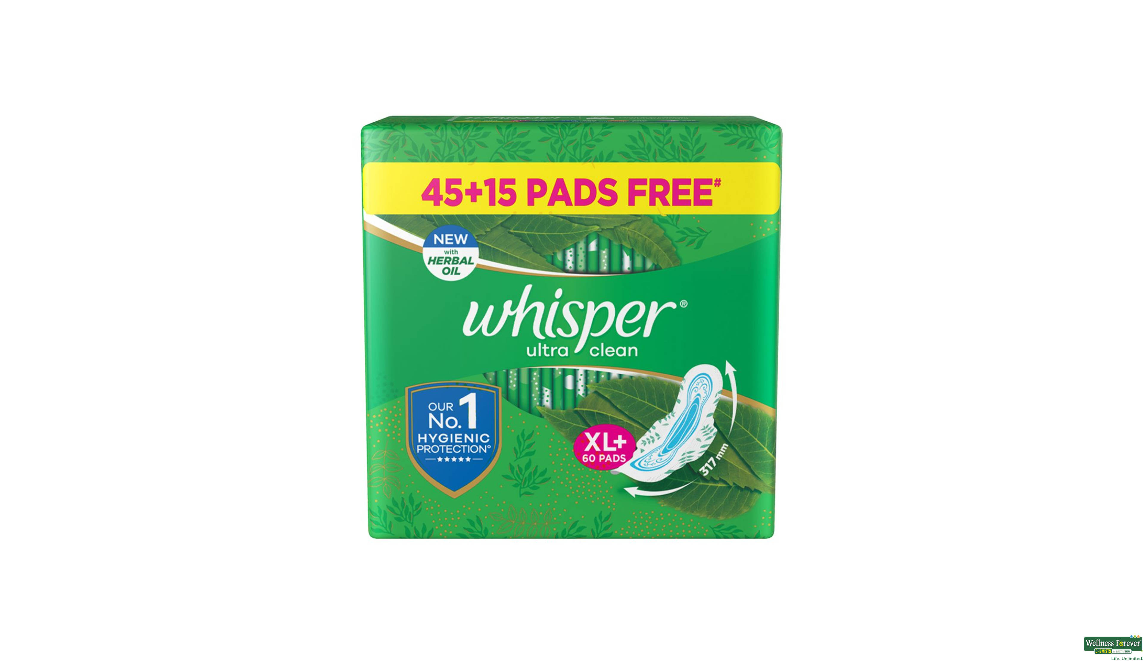 WHISPER SA/PADS ULTRA CLEAN XL+ 60PC- 1, 60PC, 