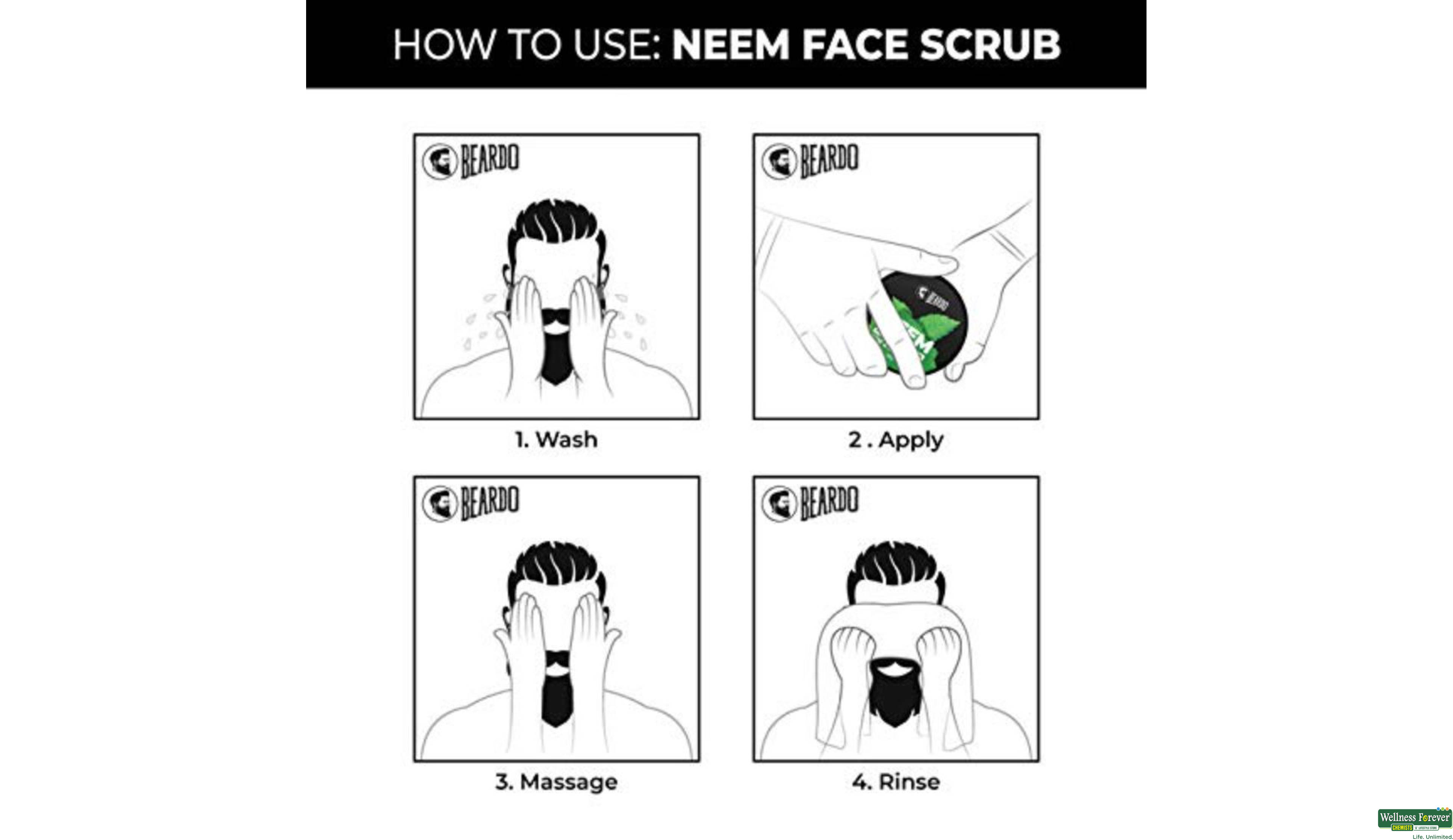 BEARDO NEEM FACE SCRUB 100GM- 4, 100GM, 