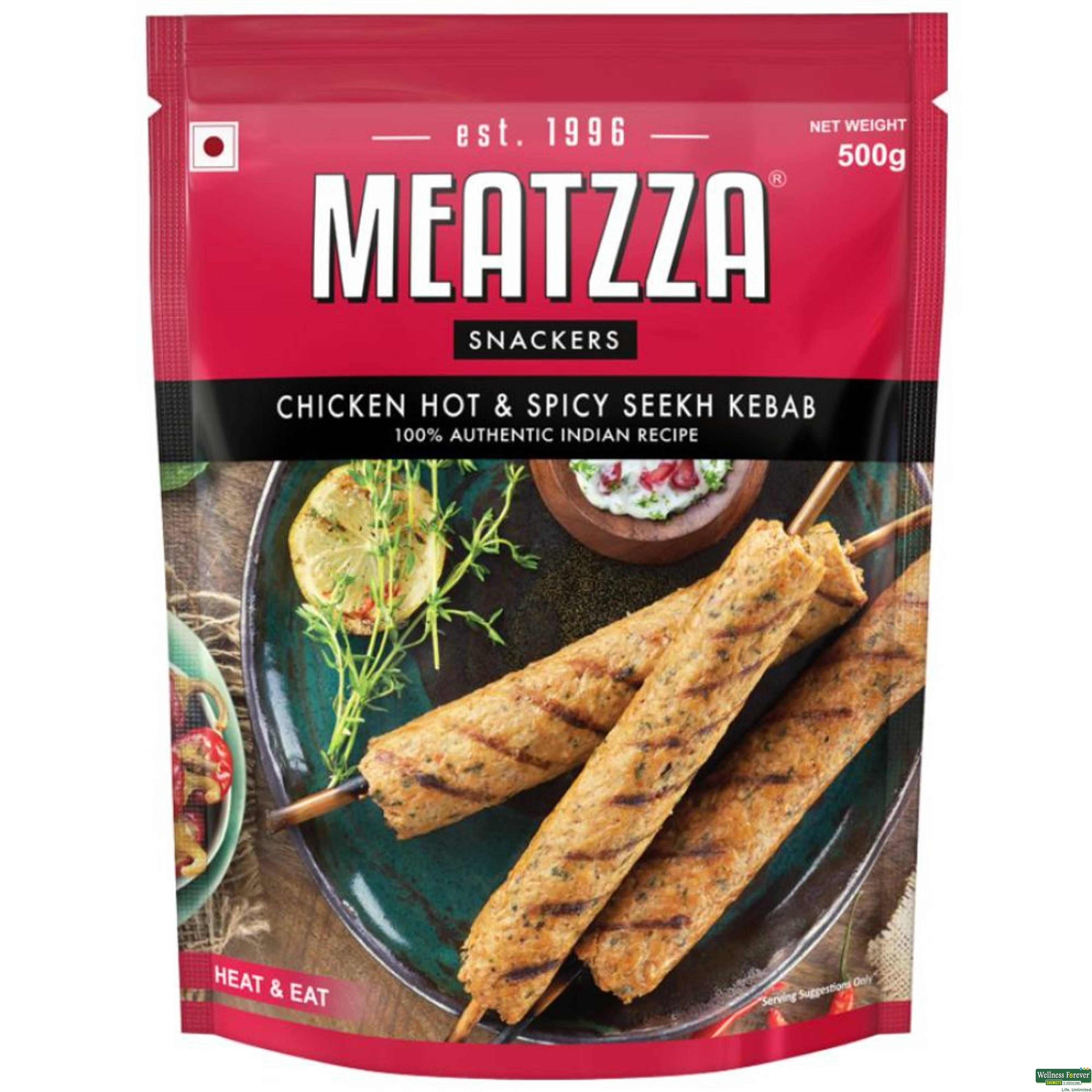 Meatzza Chicken Hot & Spicy Seekh Kebab, 500 g-image