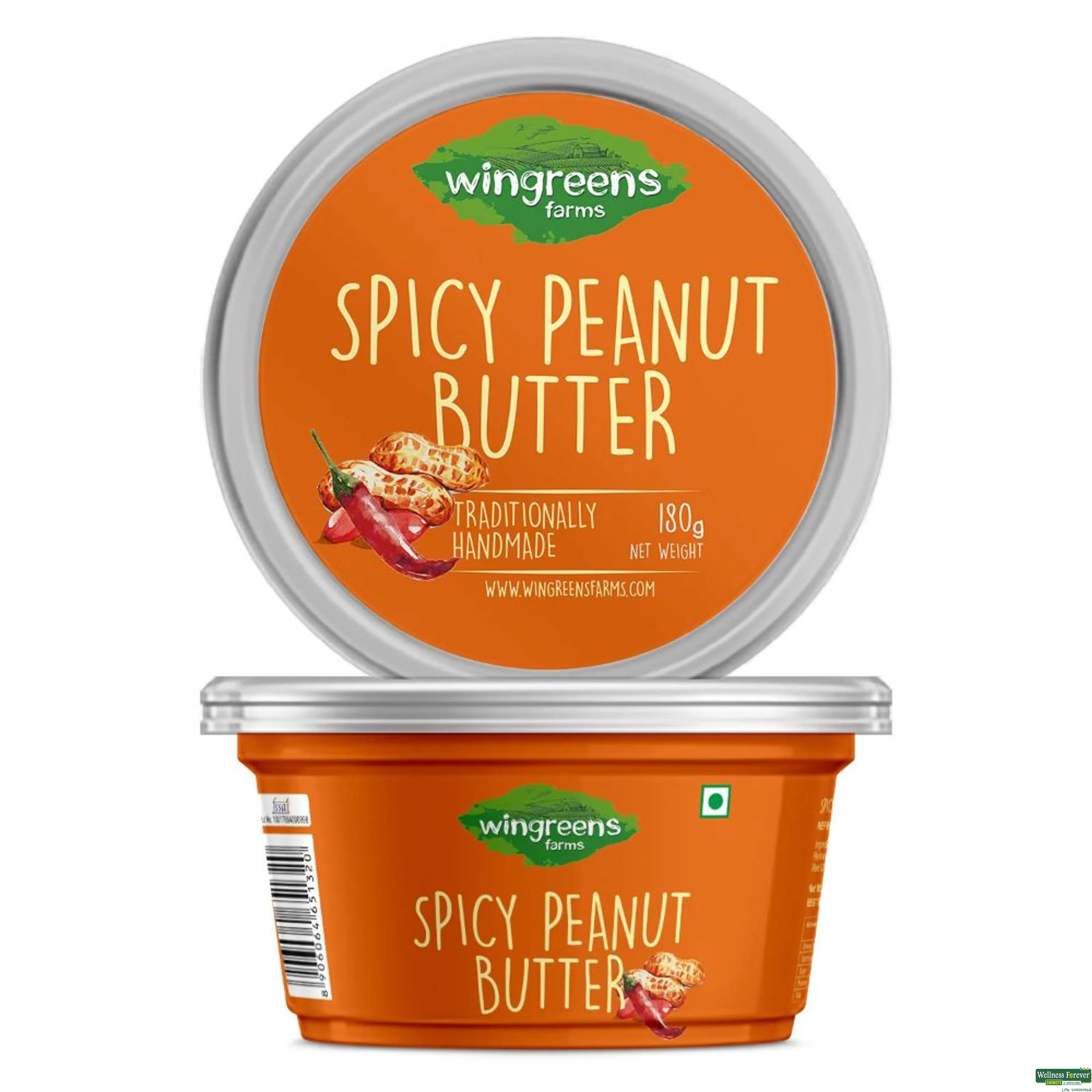 WINGREENS SPICY PEANUT BUTTER 180GM-image