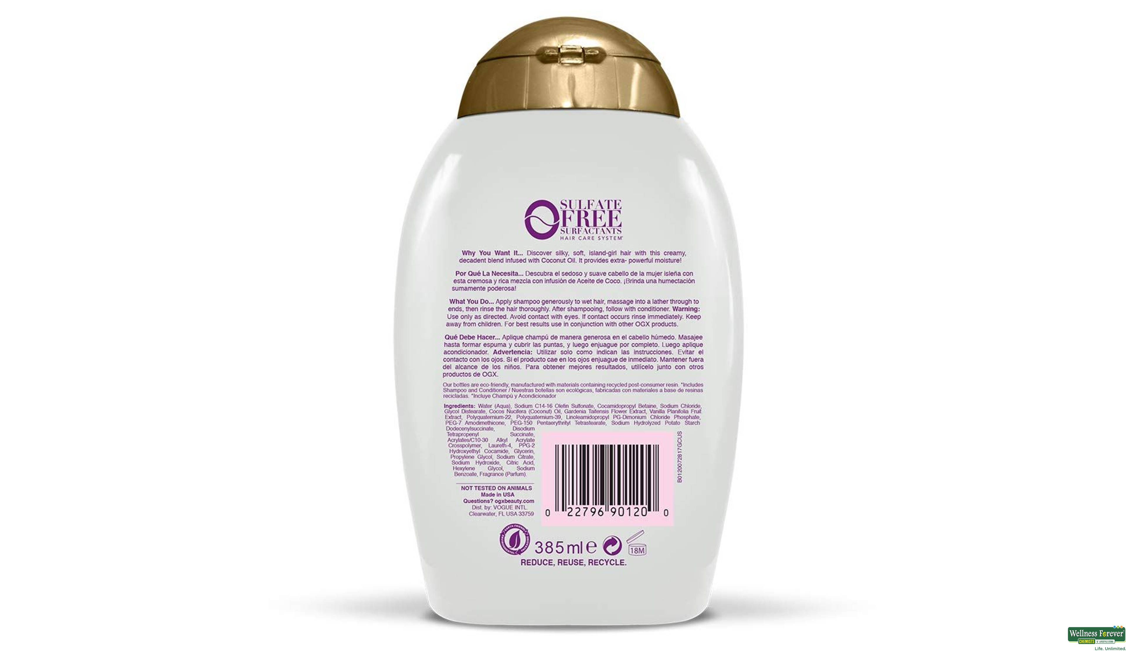 OGX COCONUT MIRACLE OIL SHAMPOO 385ML- 2, 385ML, 