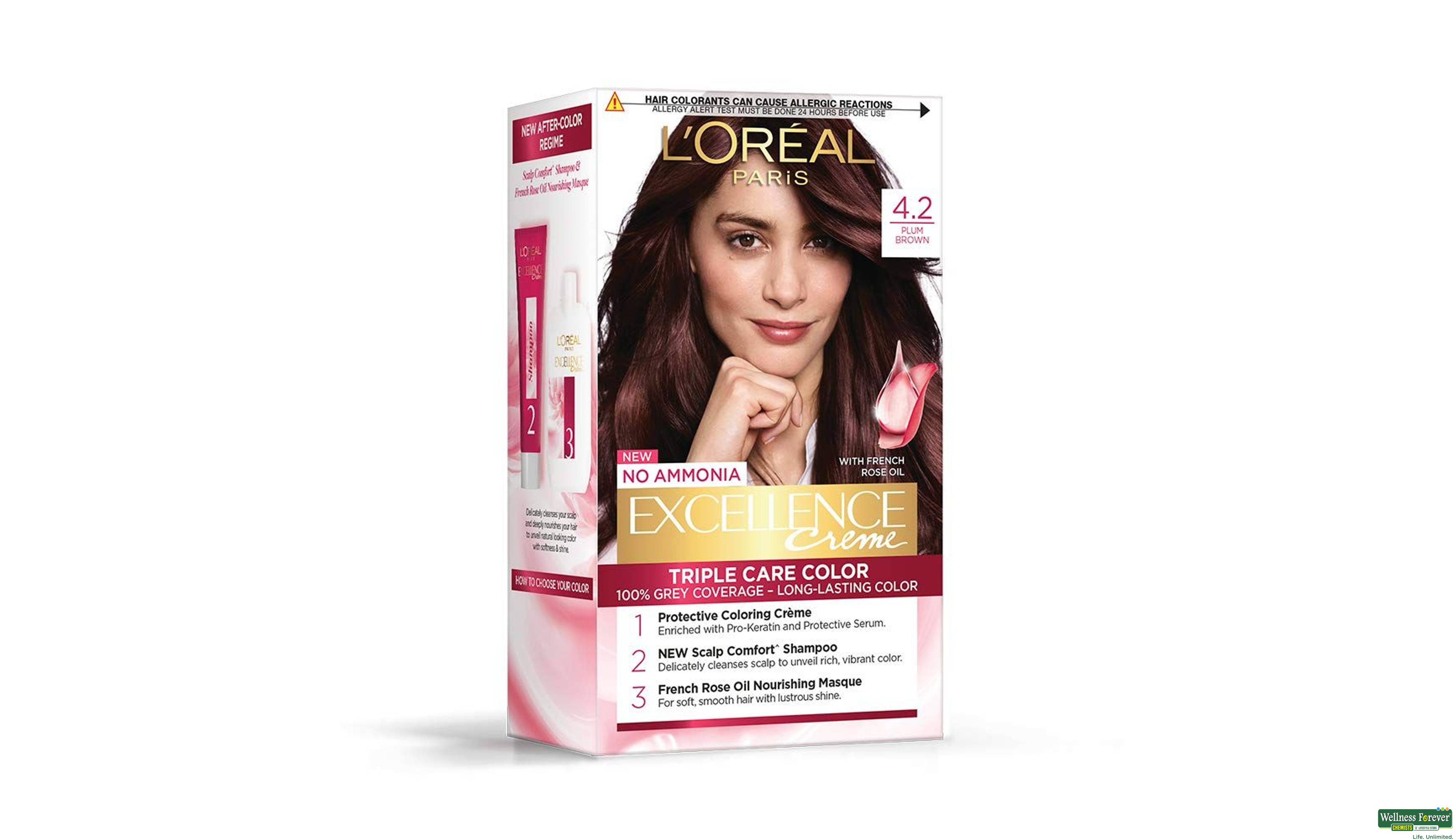 LOREAL HR/COL EXCEL PLUM BROWN 4.2 1PC- 1, 1PC, 