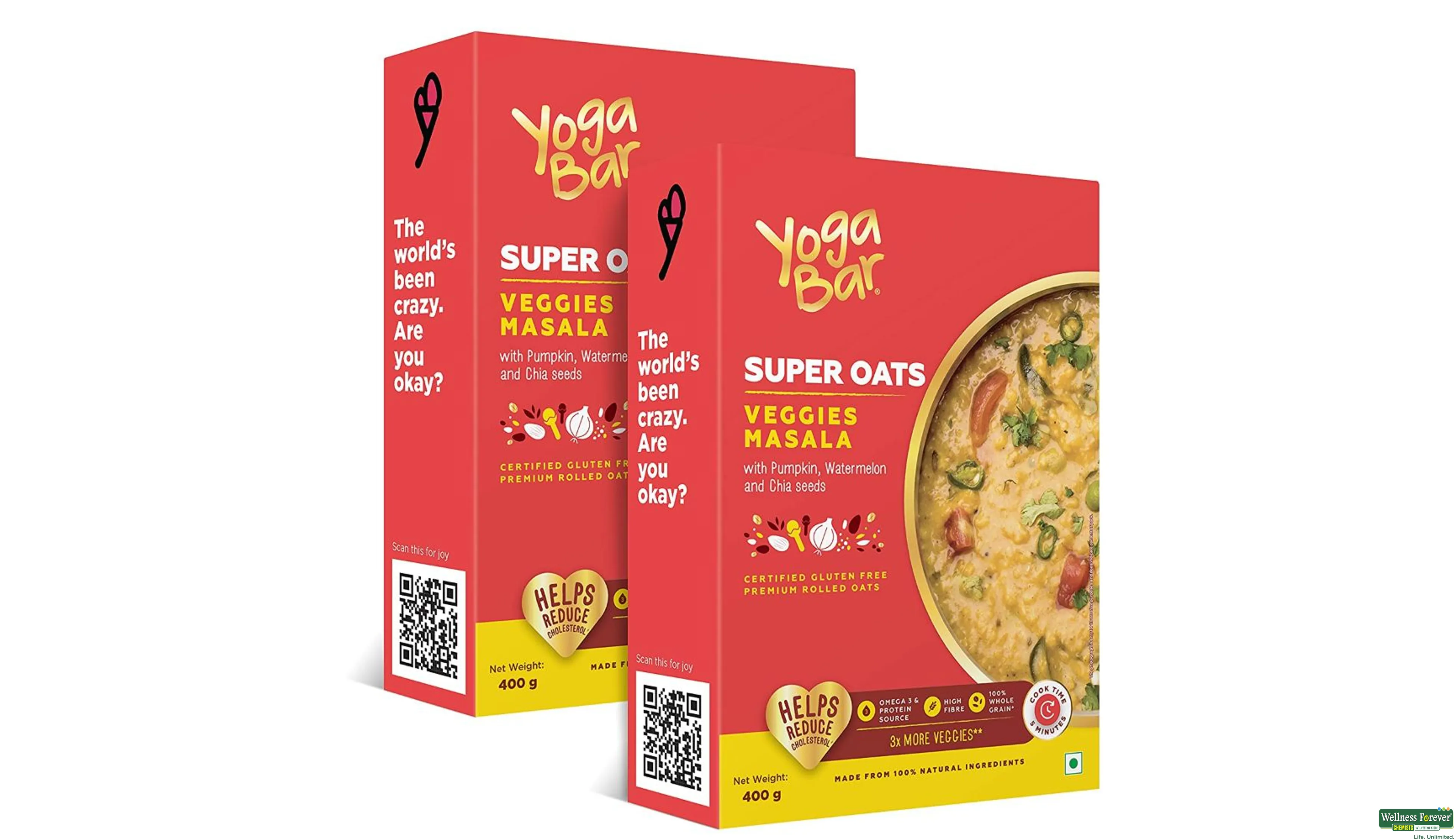 Yogabar Veggie Magic Oats 400 g  Premium Oats with High Fibre, 100% Whole  grain