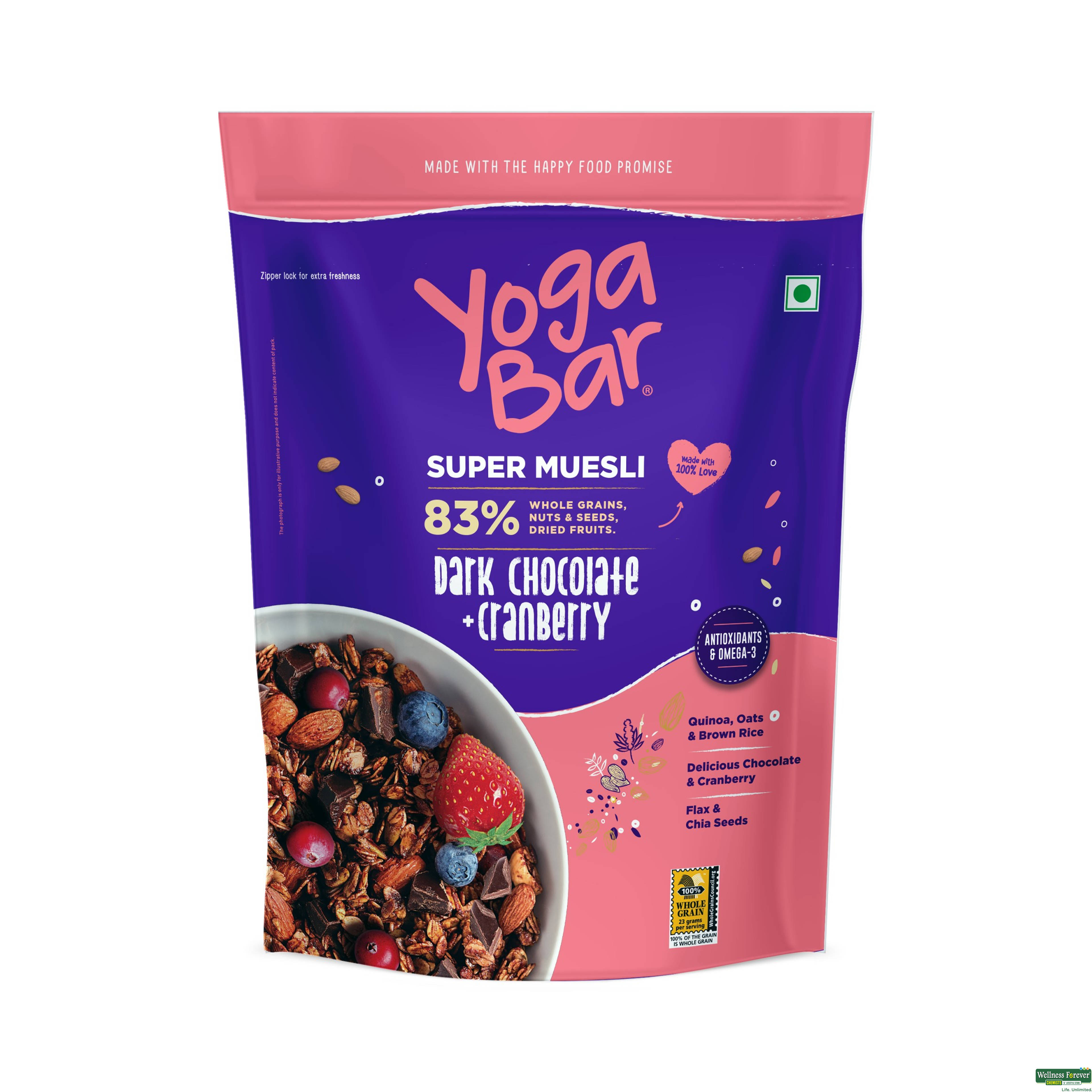 Yoga Bar Muesli with Dark Chocolate and Cranberry 400g-image