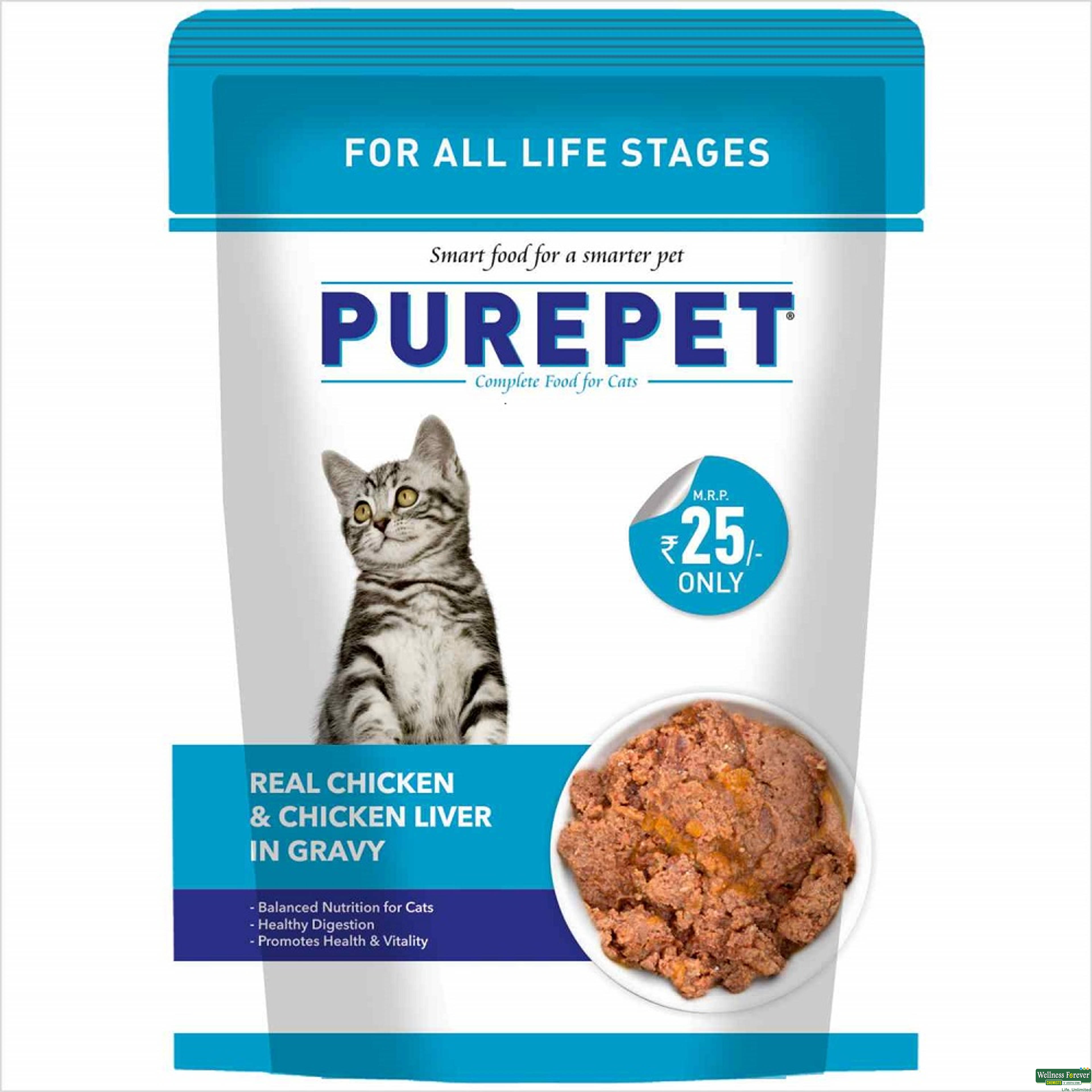 Purepet Wet Cat Food, Real Chicken & Chicken Liver In Gravy, 70 g-image