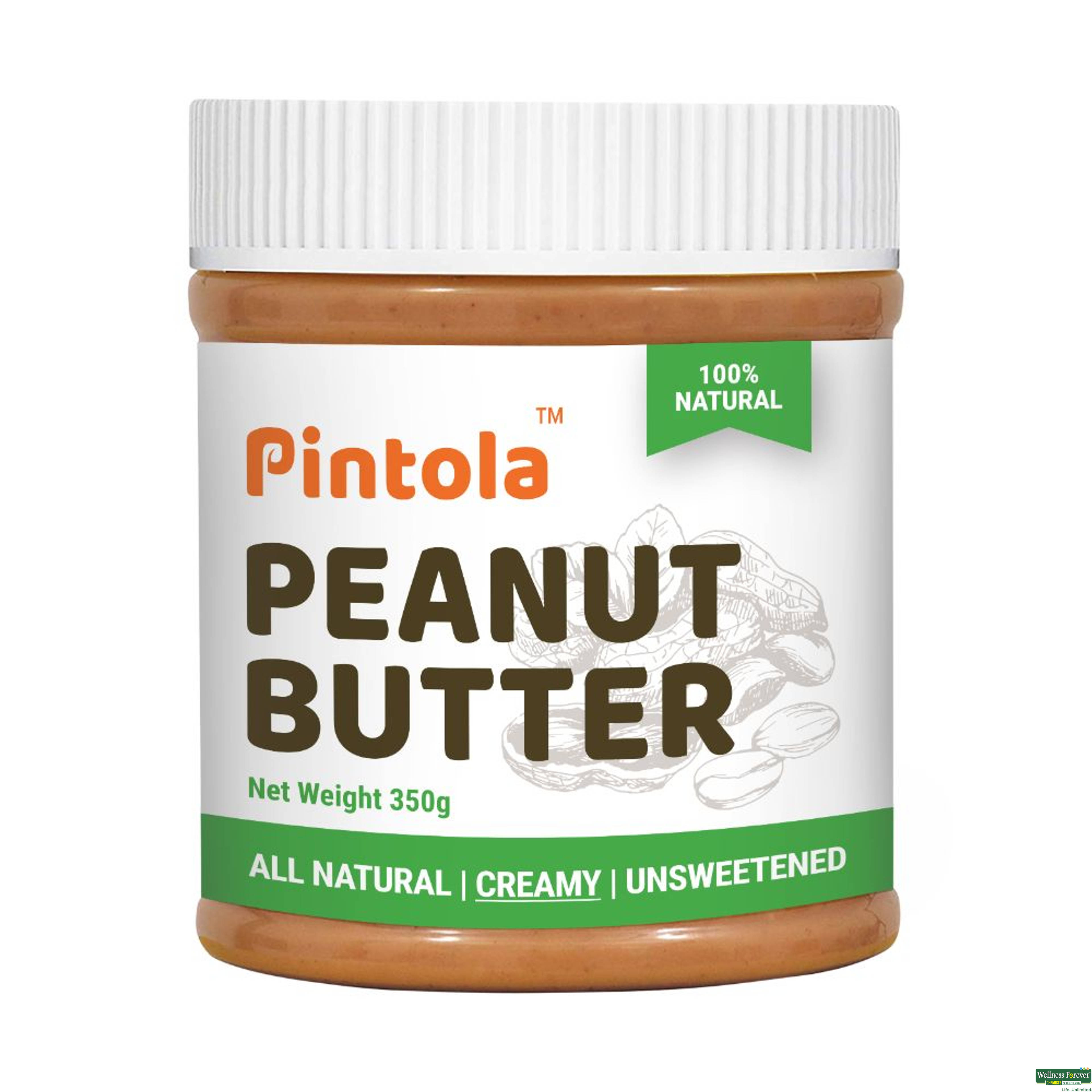 Pintola All Natural Creamy Peanut Butter, 350 g-image