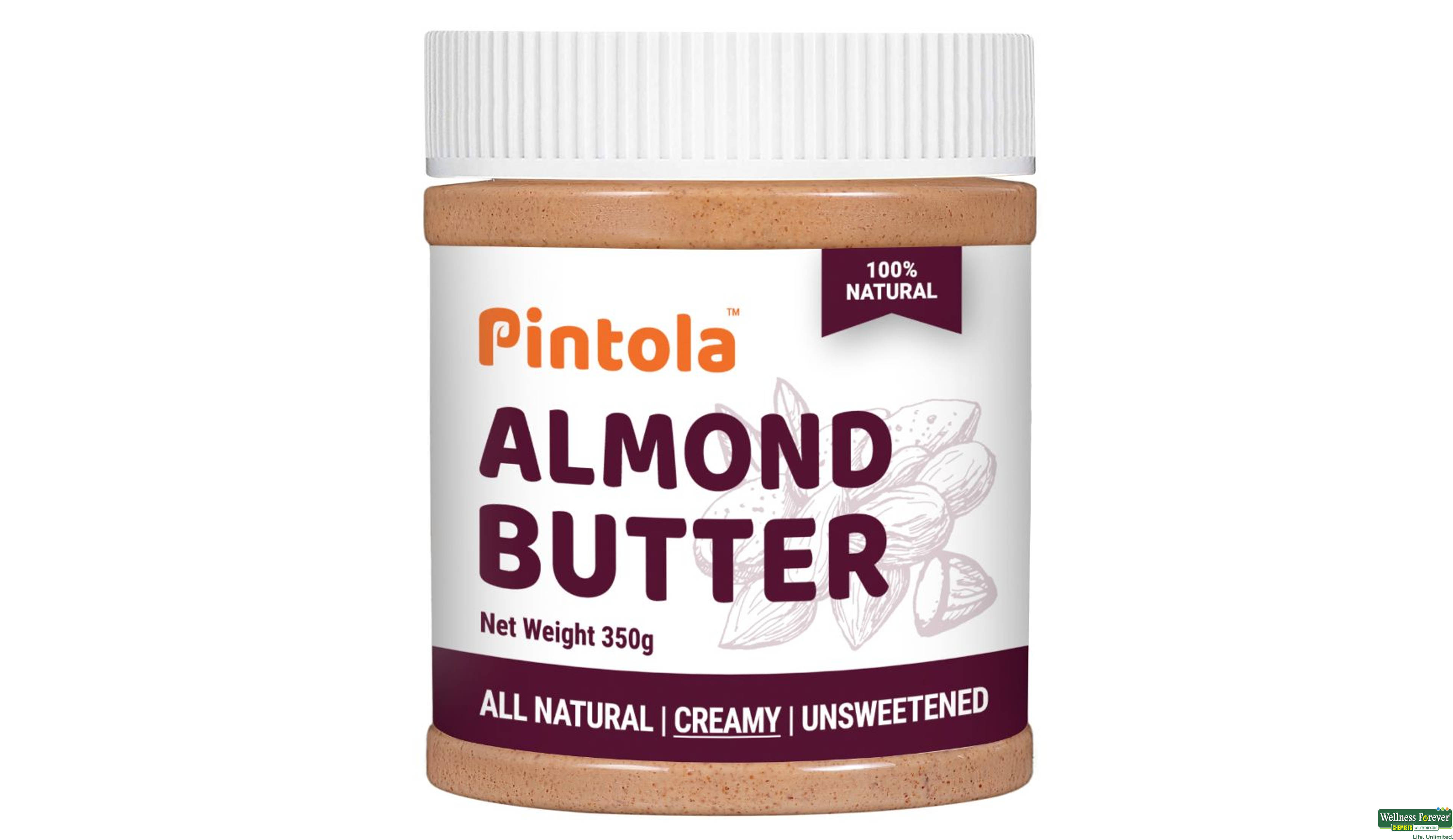 PINTOLA NUT/BTR NATURAL CREAMY ALMND 350GM- 1, 350GM, null