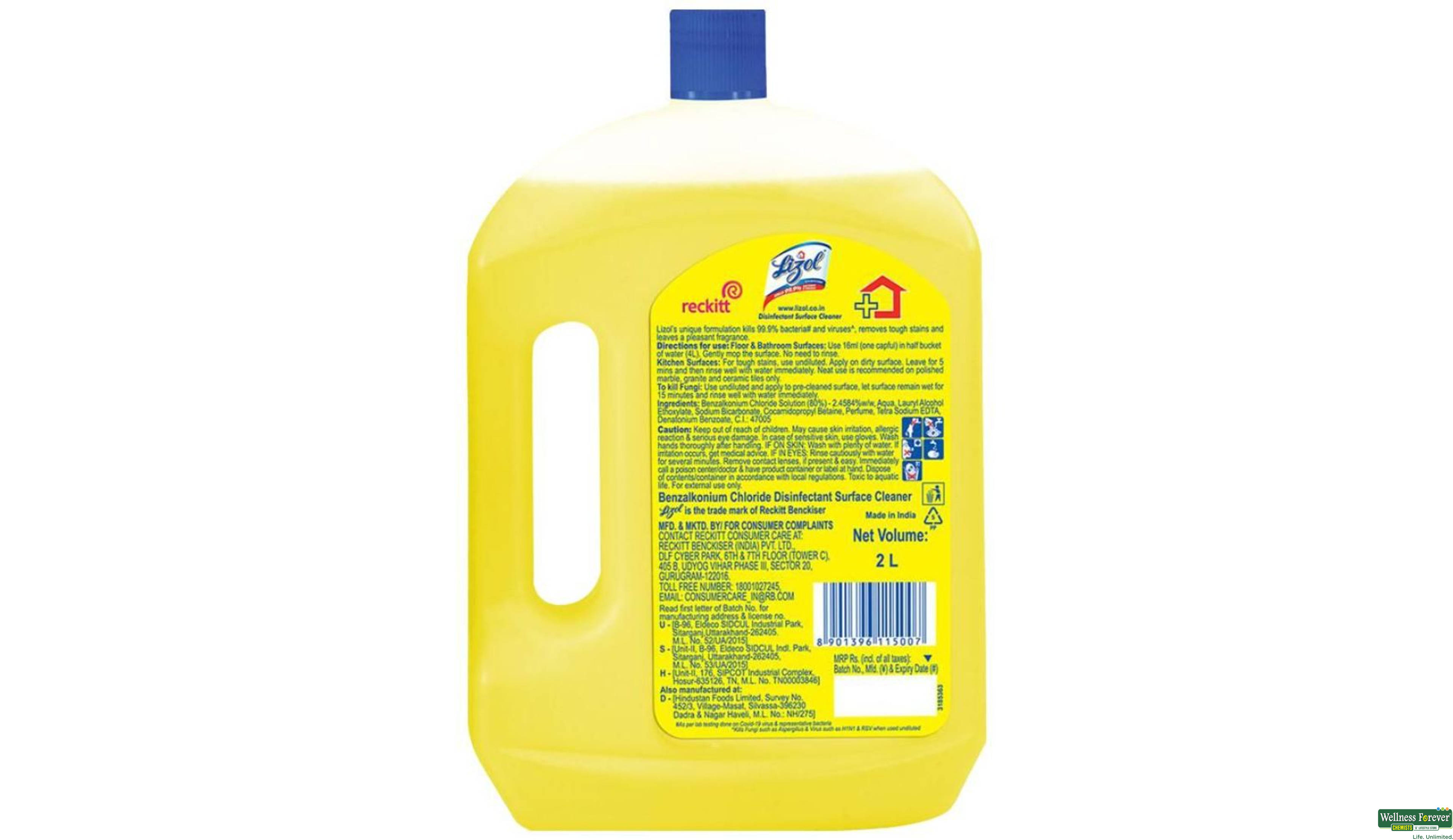 LIZOL DISINFECTANT SURFACE CLEANER CITRUS 2LTR- 2, 2LTR, 