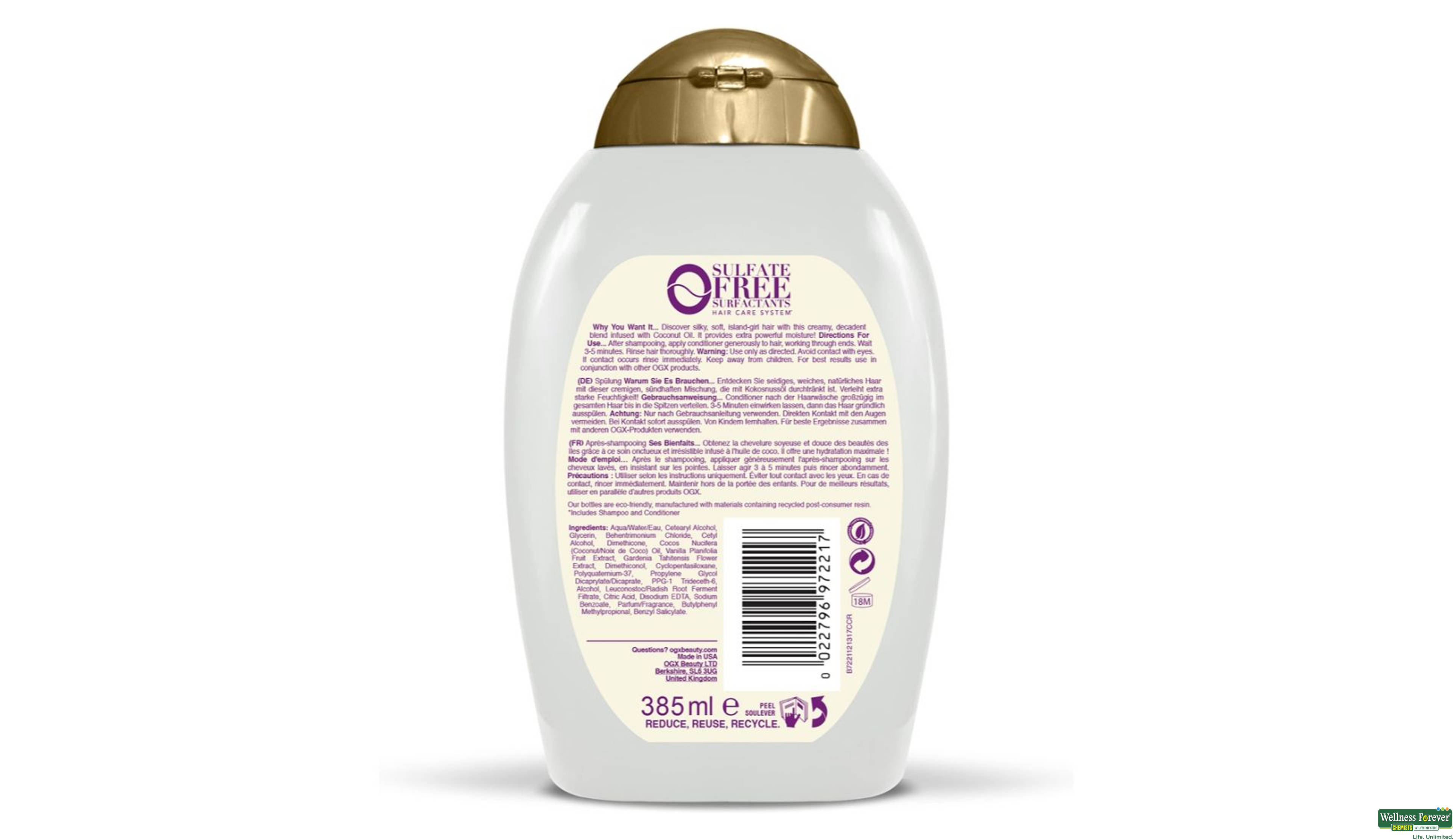 OGX COND COCONUT MIRACLE OIL 385ML- 2, 385ML, 