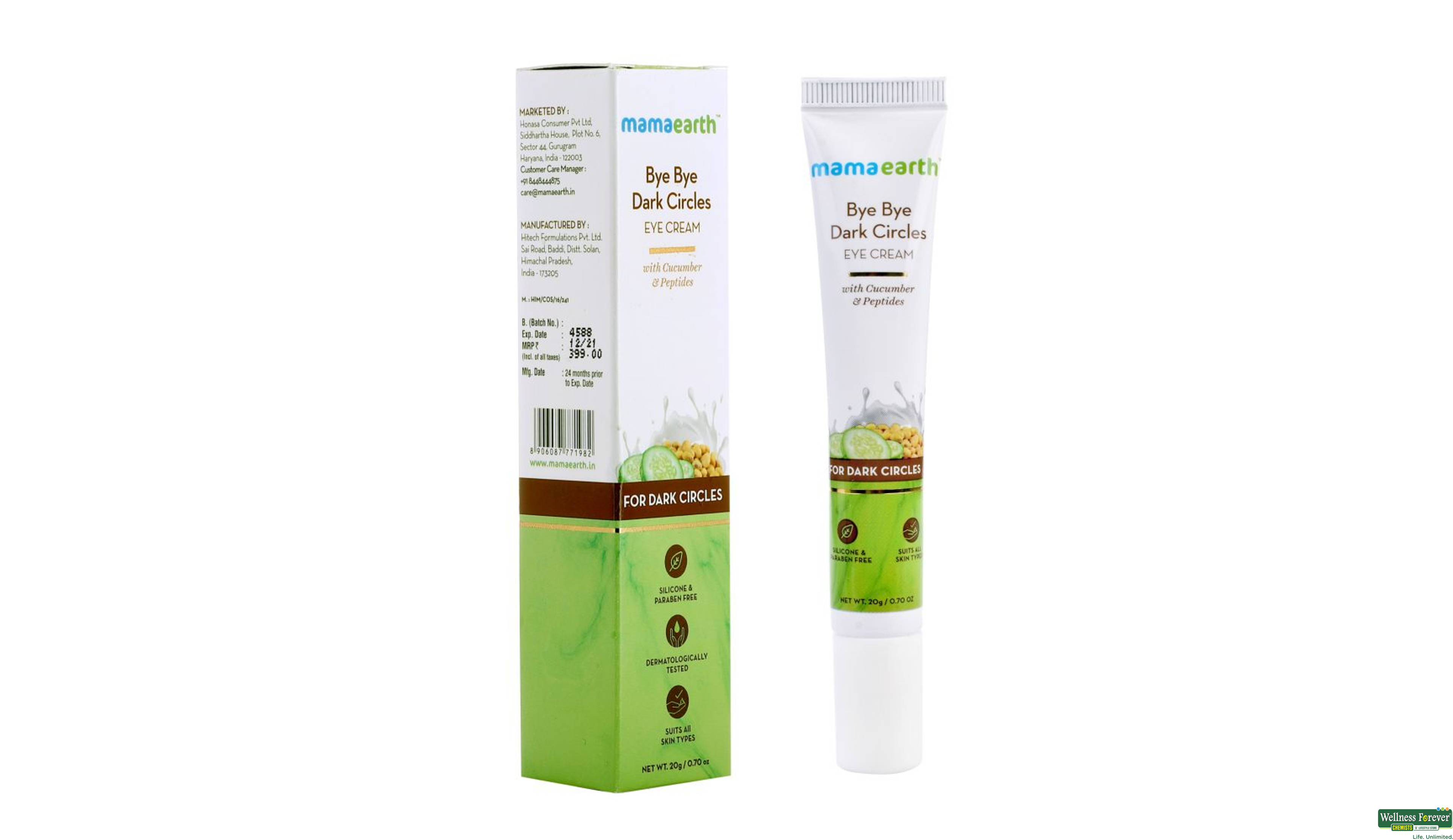 MAMAEARTH BYEBYE DARK CIRCLES EYE CREAM 20GM- 1, 20GM, 