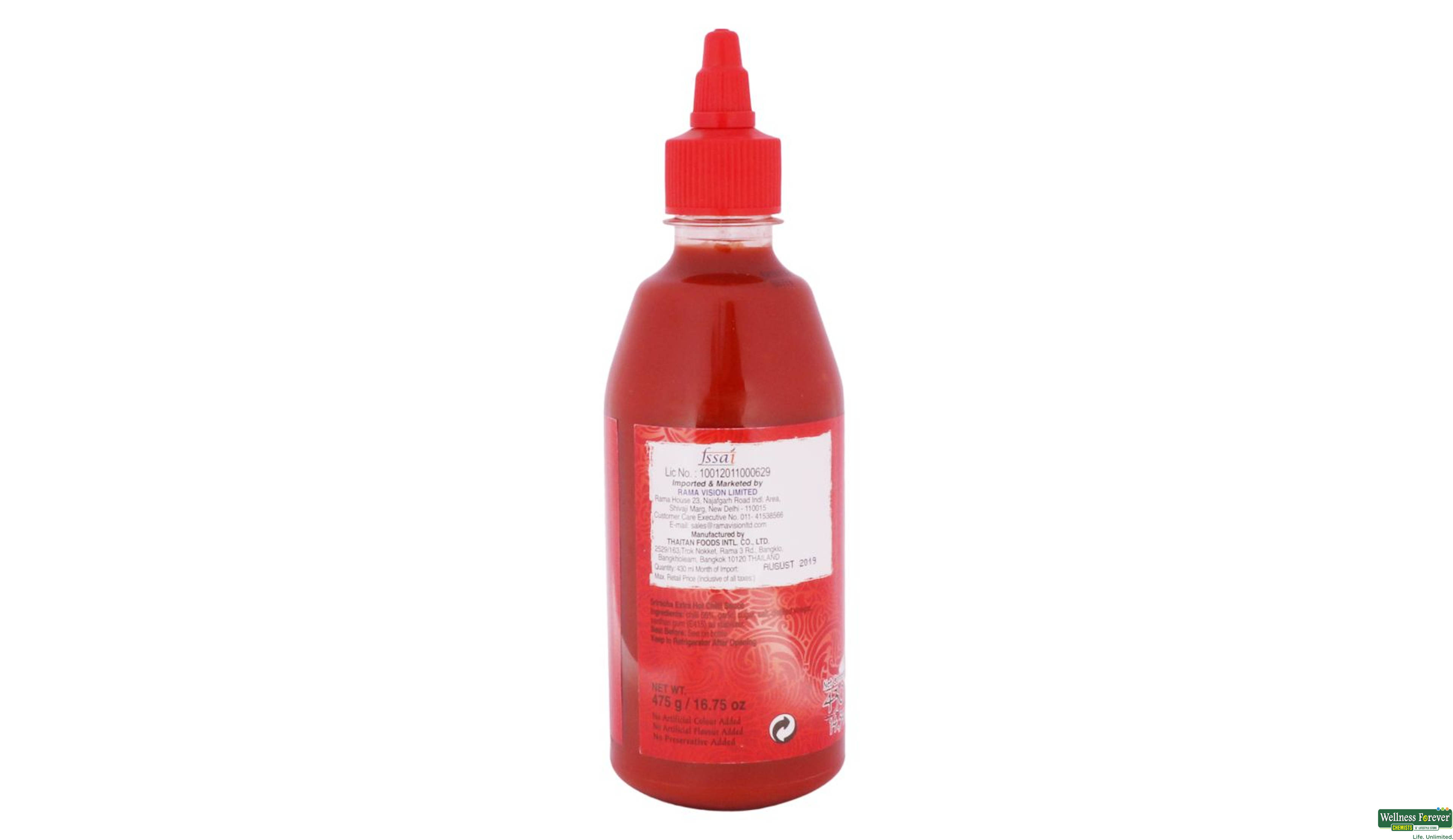 REAL THAI SRIRACHA EX HOT CHILI SAUCE 475GM- 2, 475GM, 
