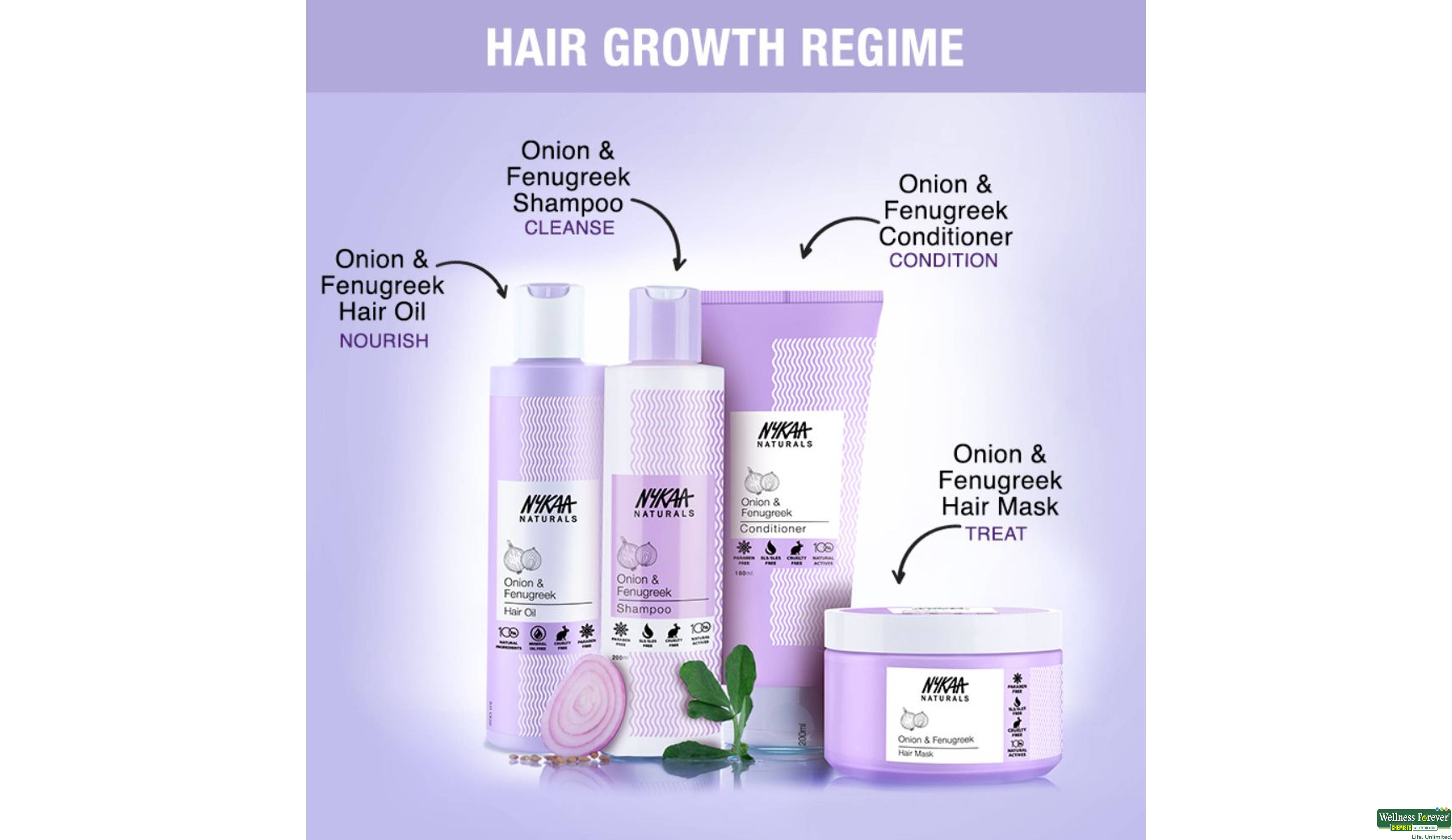NYKAA SHAMPOO ONION & FENUGREEK 200 ML 200ML- 11, 1PC, 