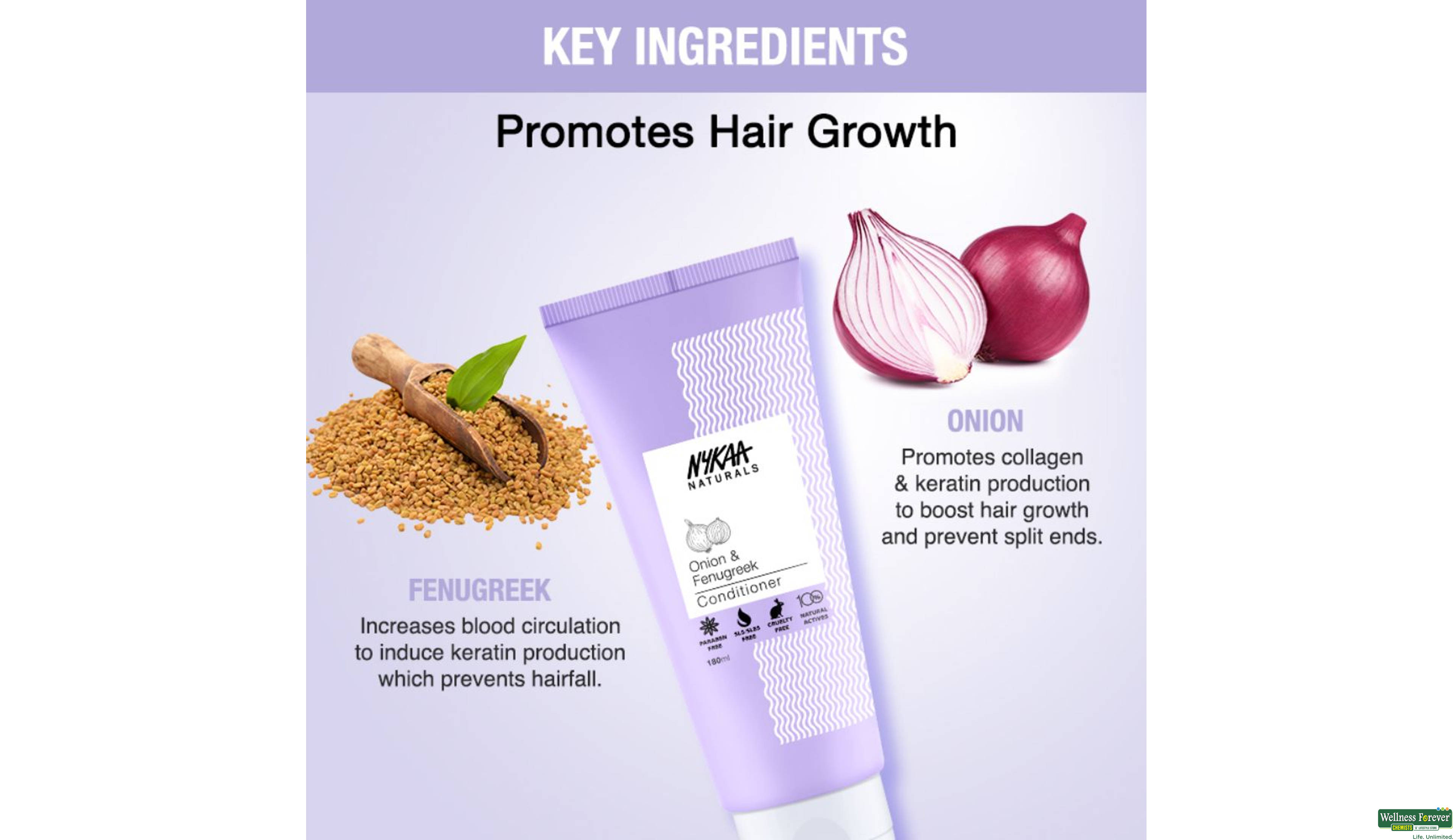 NYKAA CONDITIONER ONION & FENUGREEK 180ML- 6, 1PC, 