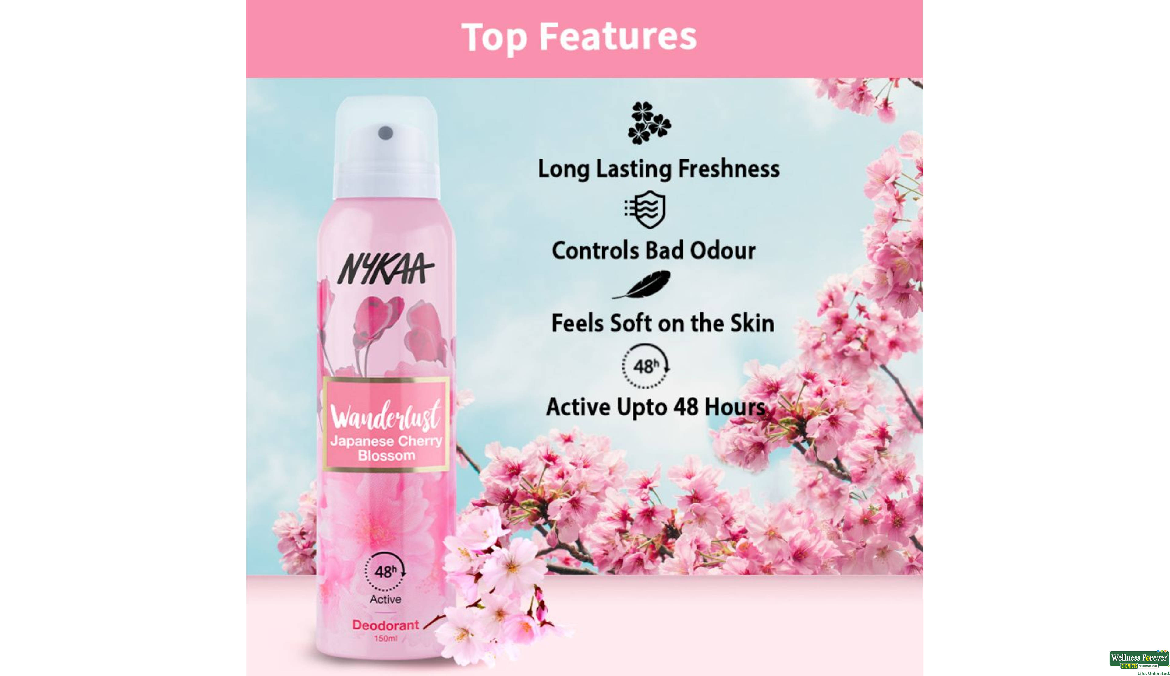 NYKAA DEO SPRAY JAPANESE CHERRY BLOSSOM 150ML- 5, 1PC, 