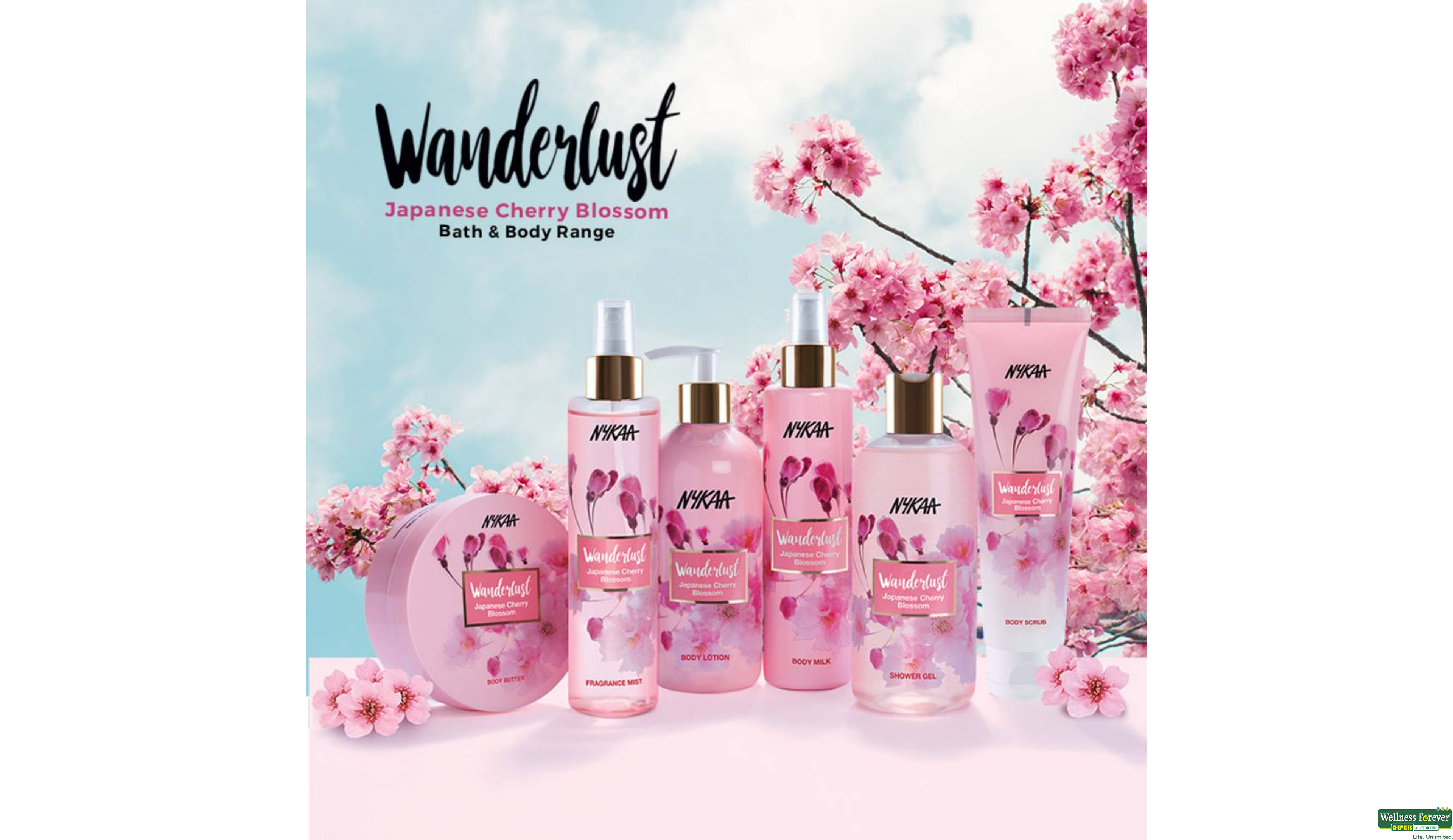 NYKAA WANDERLUST JAPANESE CHERRY BLOSSOM SHOWER GEL 300ML- 5, 1PC, 