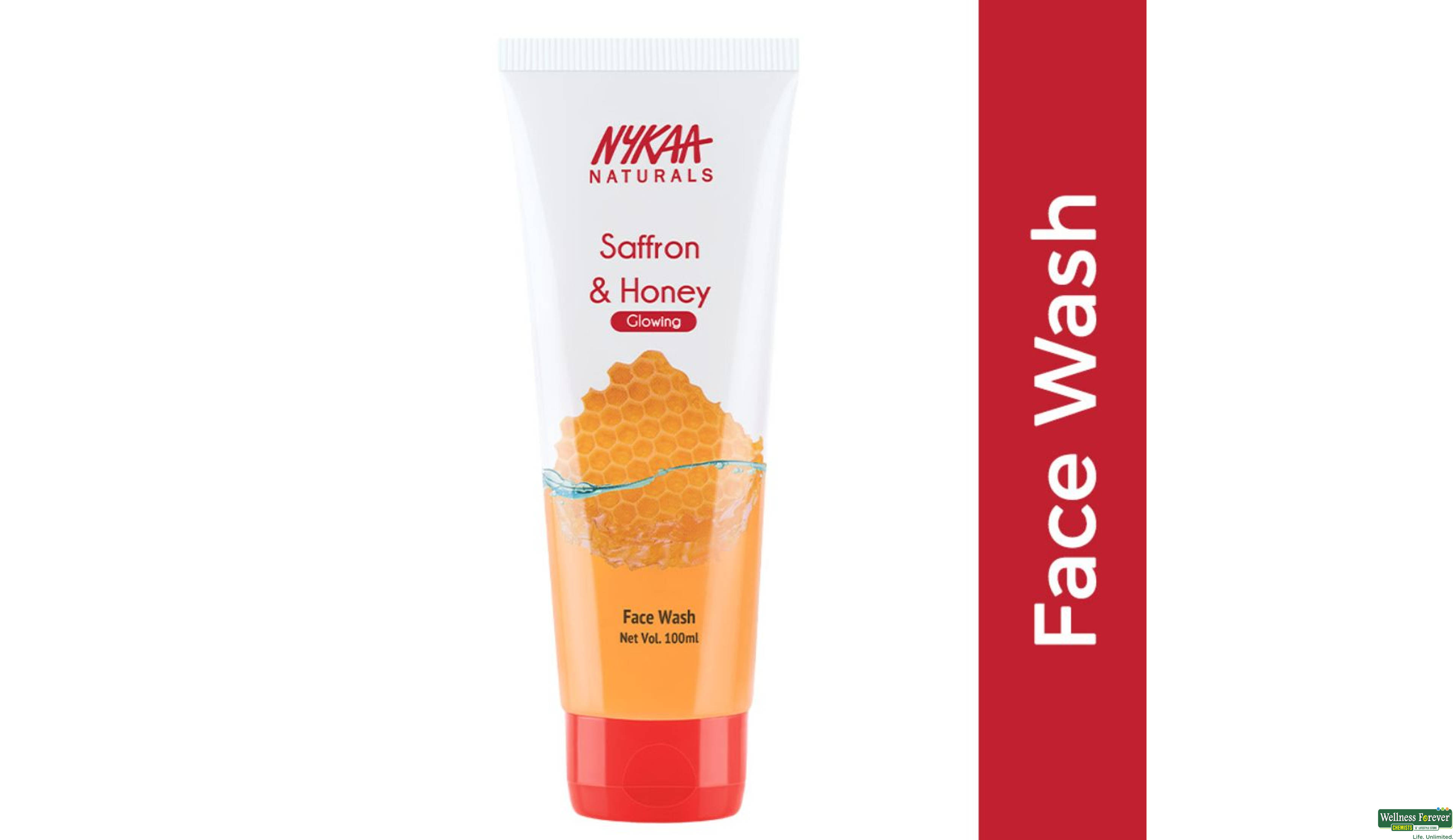 NYKAA NATURALS SAFFRON & HONEY GLOWING F/WASH 100ML- 1, 1PC, 