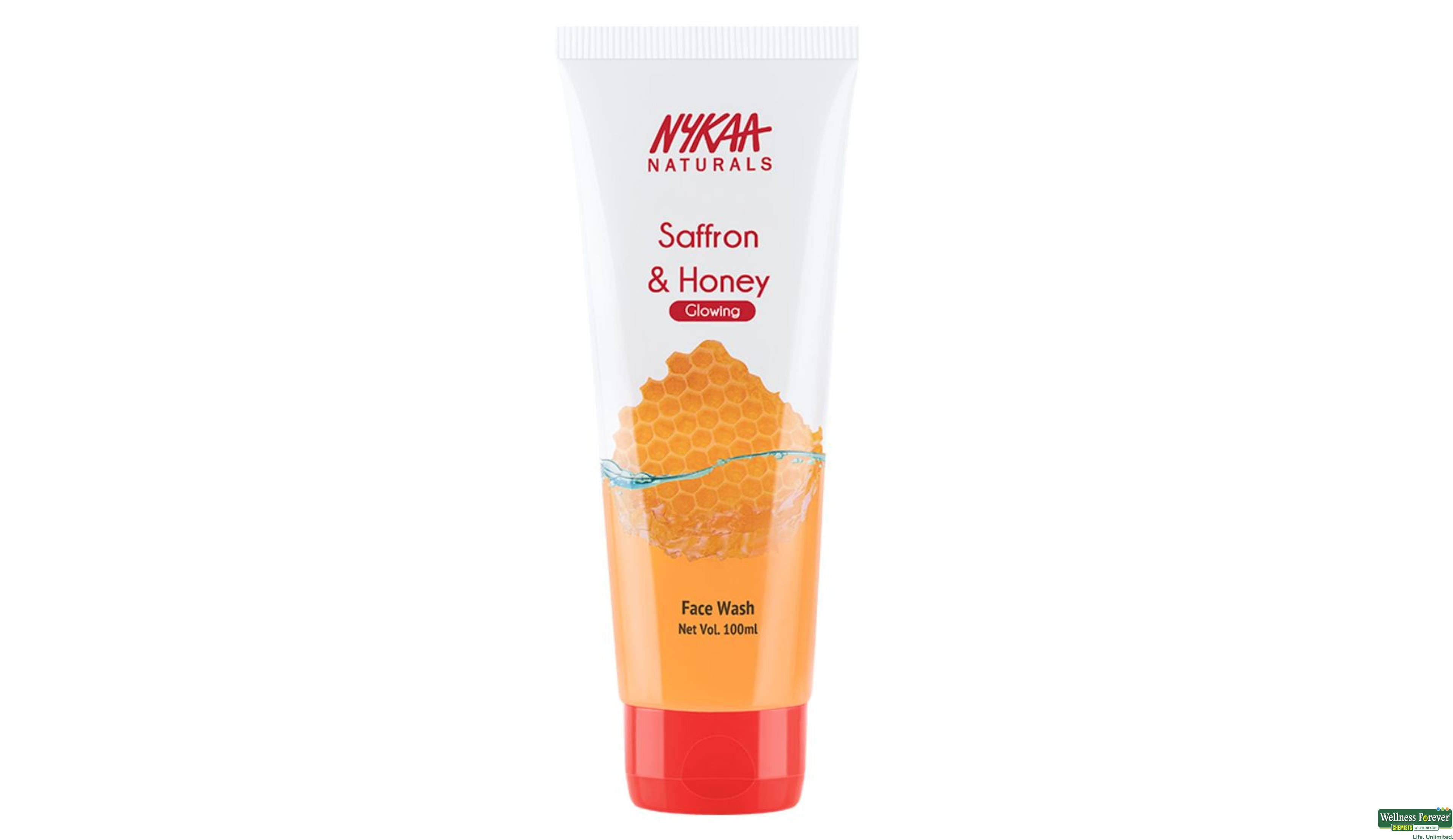 NYKAA NATURALS SAFFRON & HONEY GLOWING F/WASH 100ML- 2, 1PC, 