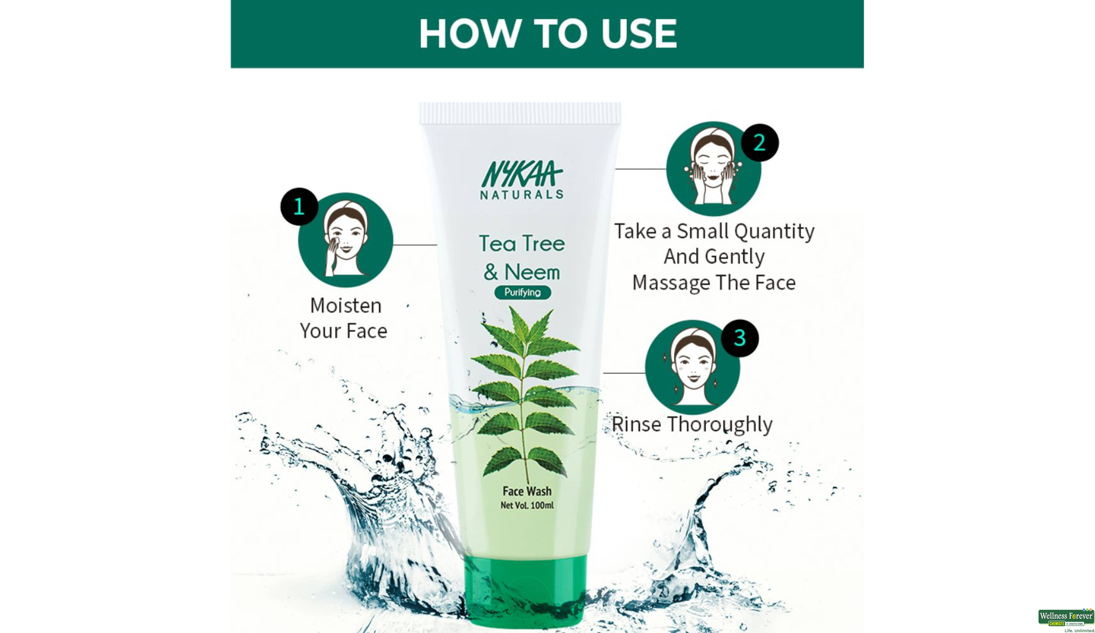 NYKAA NATURALS TEA TREE & NEEM PURIFYING 100ML- 3, 1PC, 