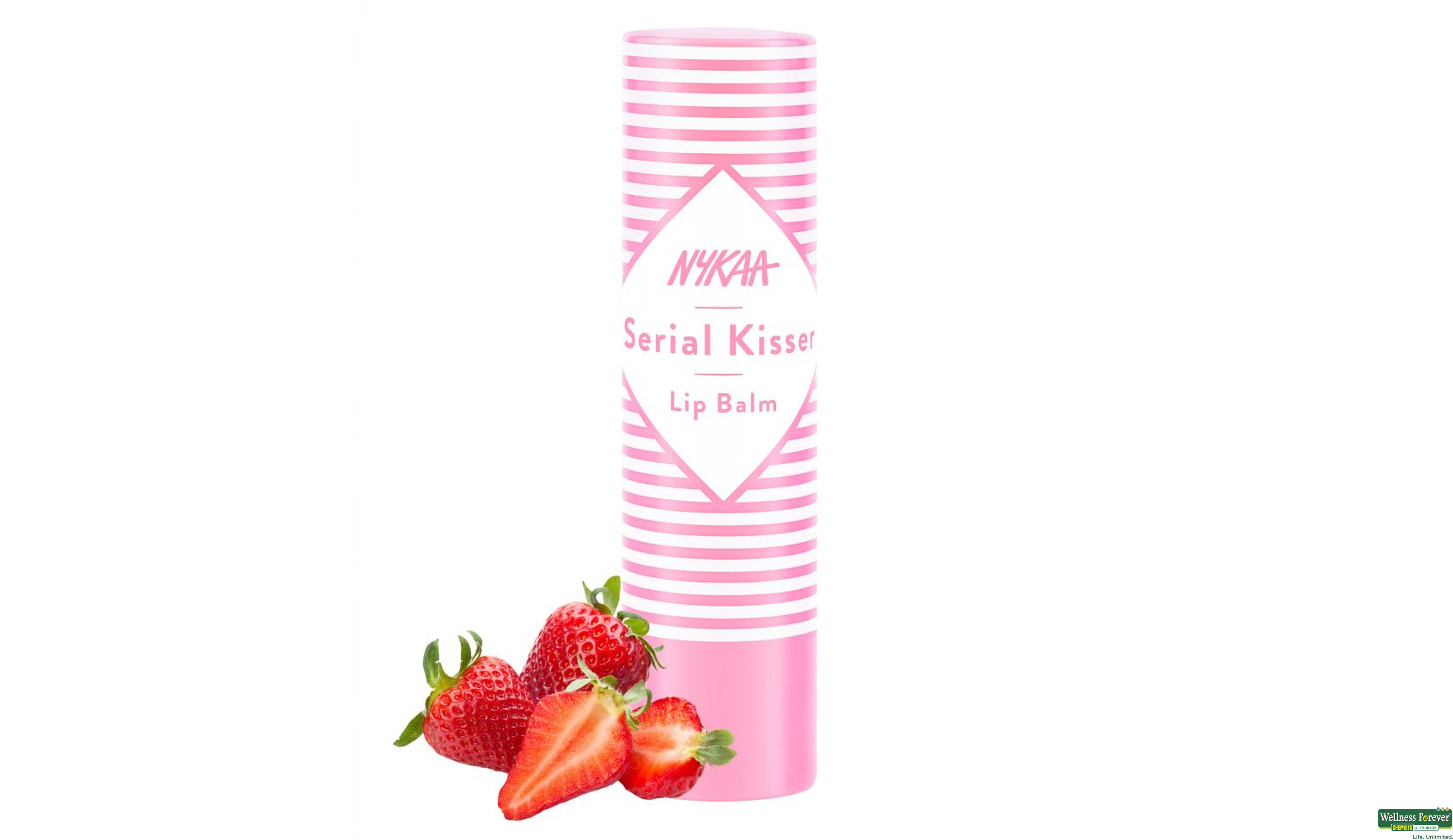 NYKAA SERIAL KISSER LIP BALM STRAWBERRY 4.5GM- 3, 1PC, 