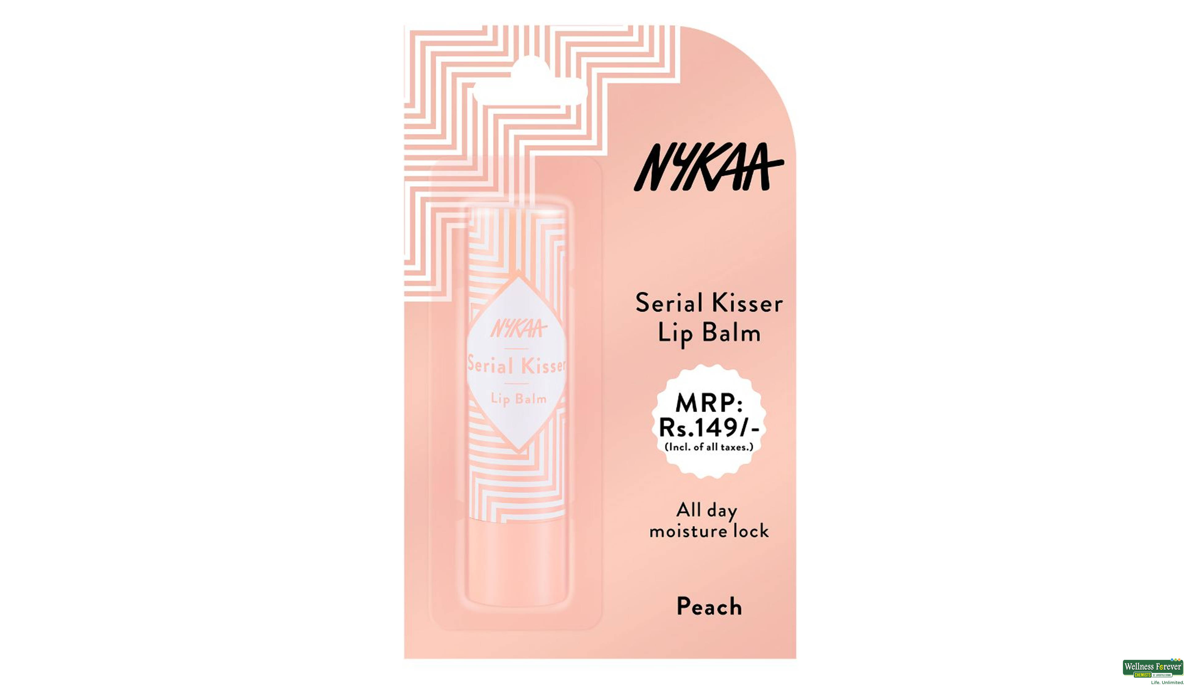 NYKAA SERIAL KISSER LIP BALM PEACH 4.5GM- 1, 1PC, 