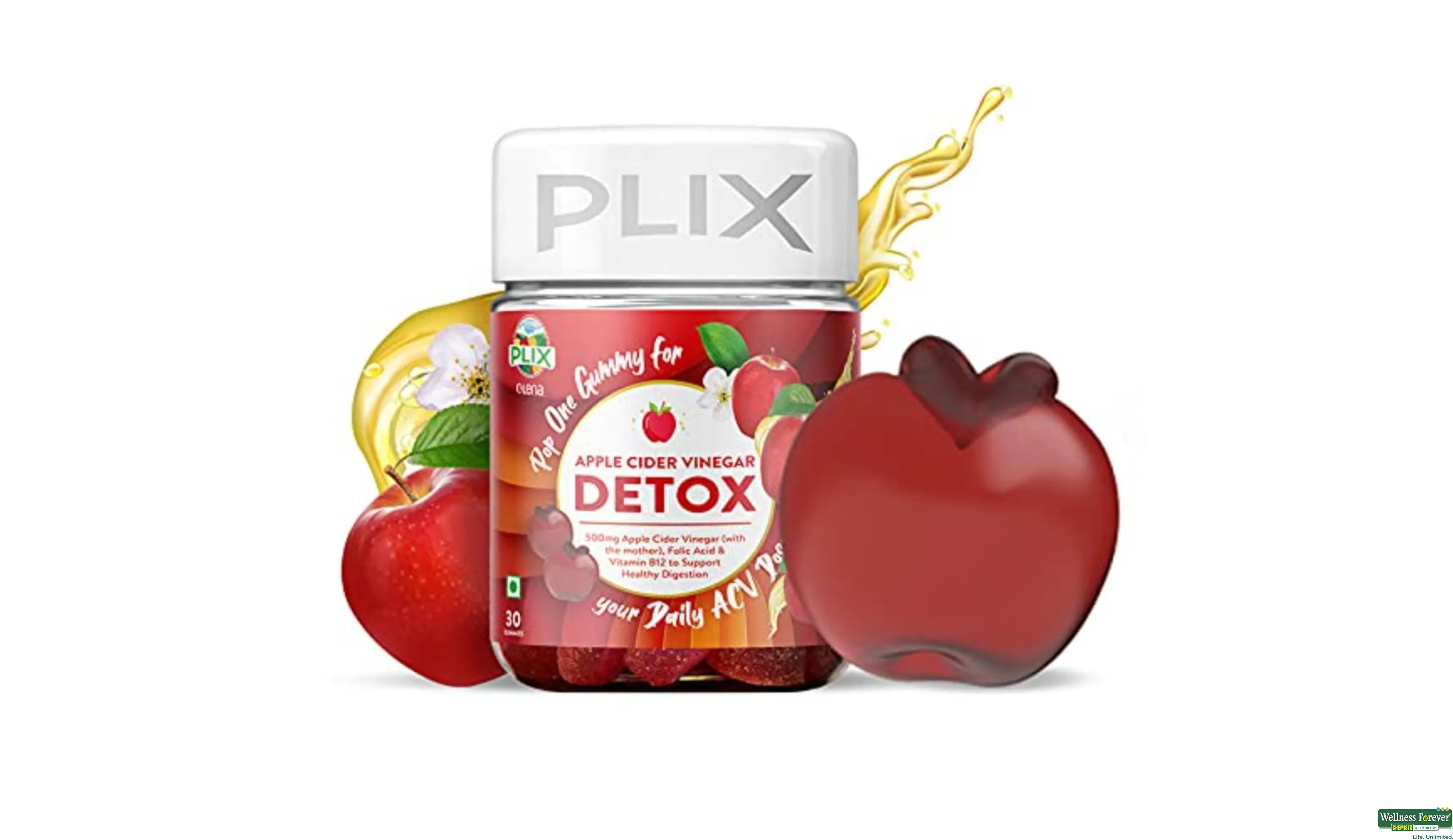 Buy Plix Olena Apple Cider Vinegar for Detox, 30 gummies Online at