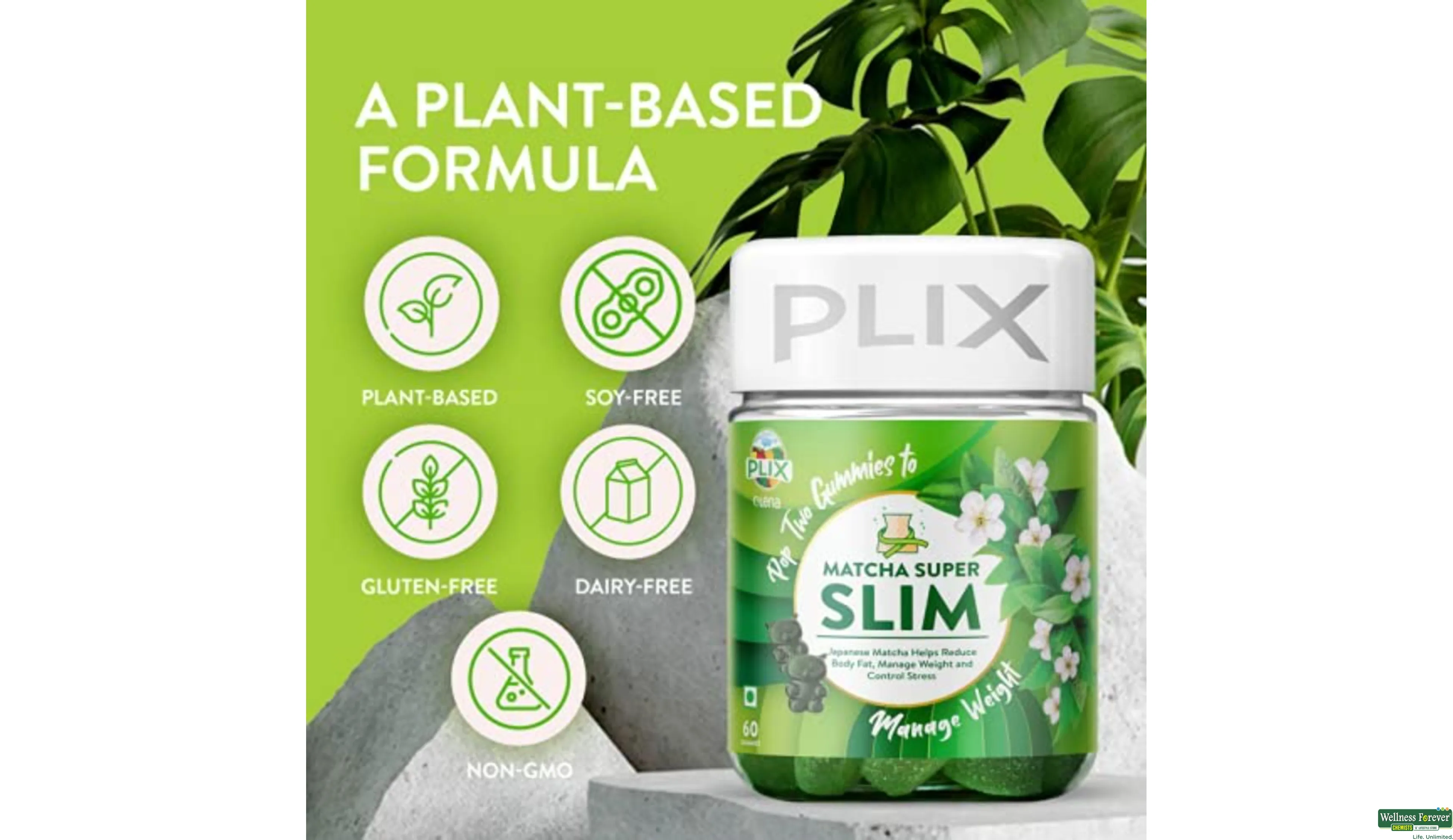 Buy PLIX Olena Plant-Based Matcha Super Slim Gummies - For Weight